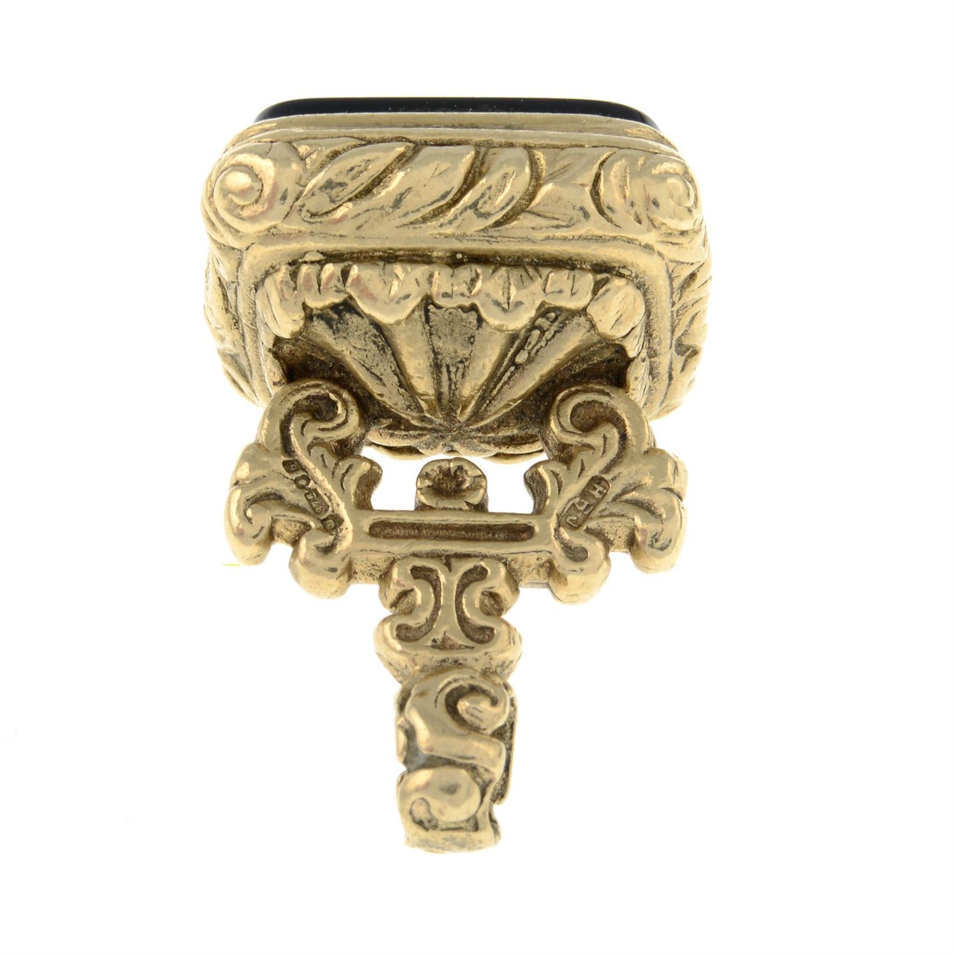 A 1970s 9ct gold onyx fob. - Image 3 of 3