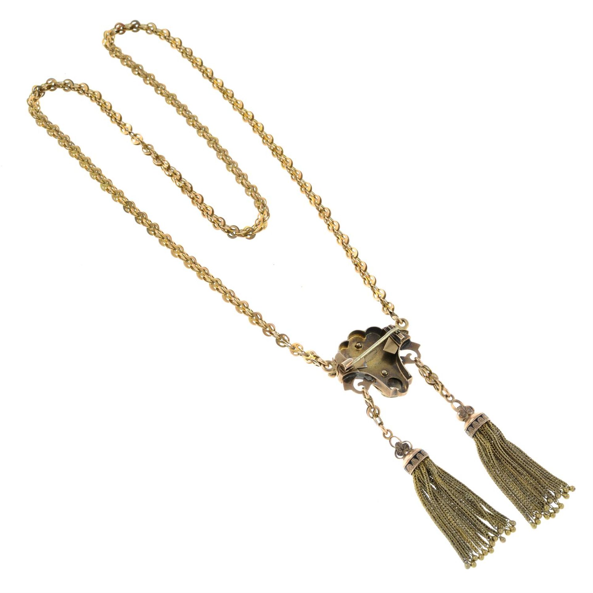 A late Victorian gold split pearl accent necklace. - Bild 2 aus 2