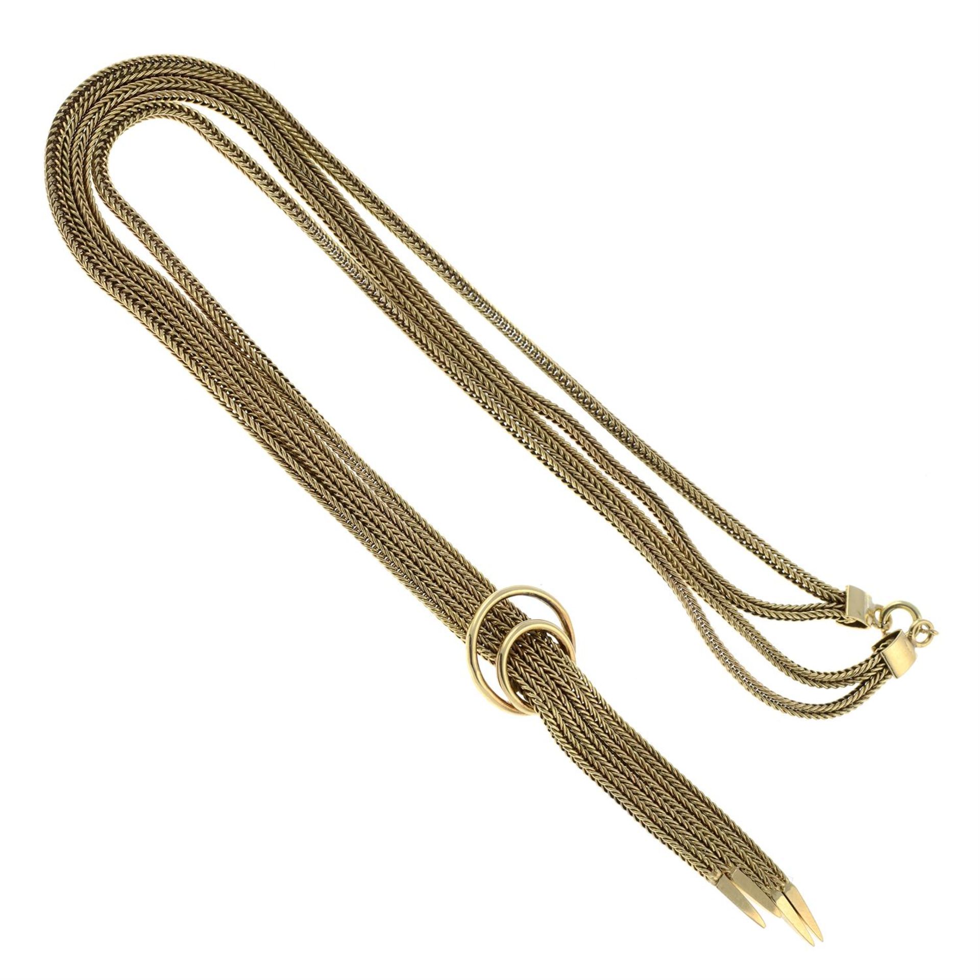 A 9ct gold herring-bone link necklace. - Bild 2 aus 2