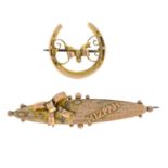 Two late Victorian to early 20th century gold brooches.