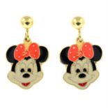 A pair of Minnie Mouse enamel earrings, by Disney