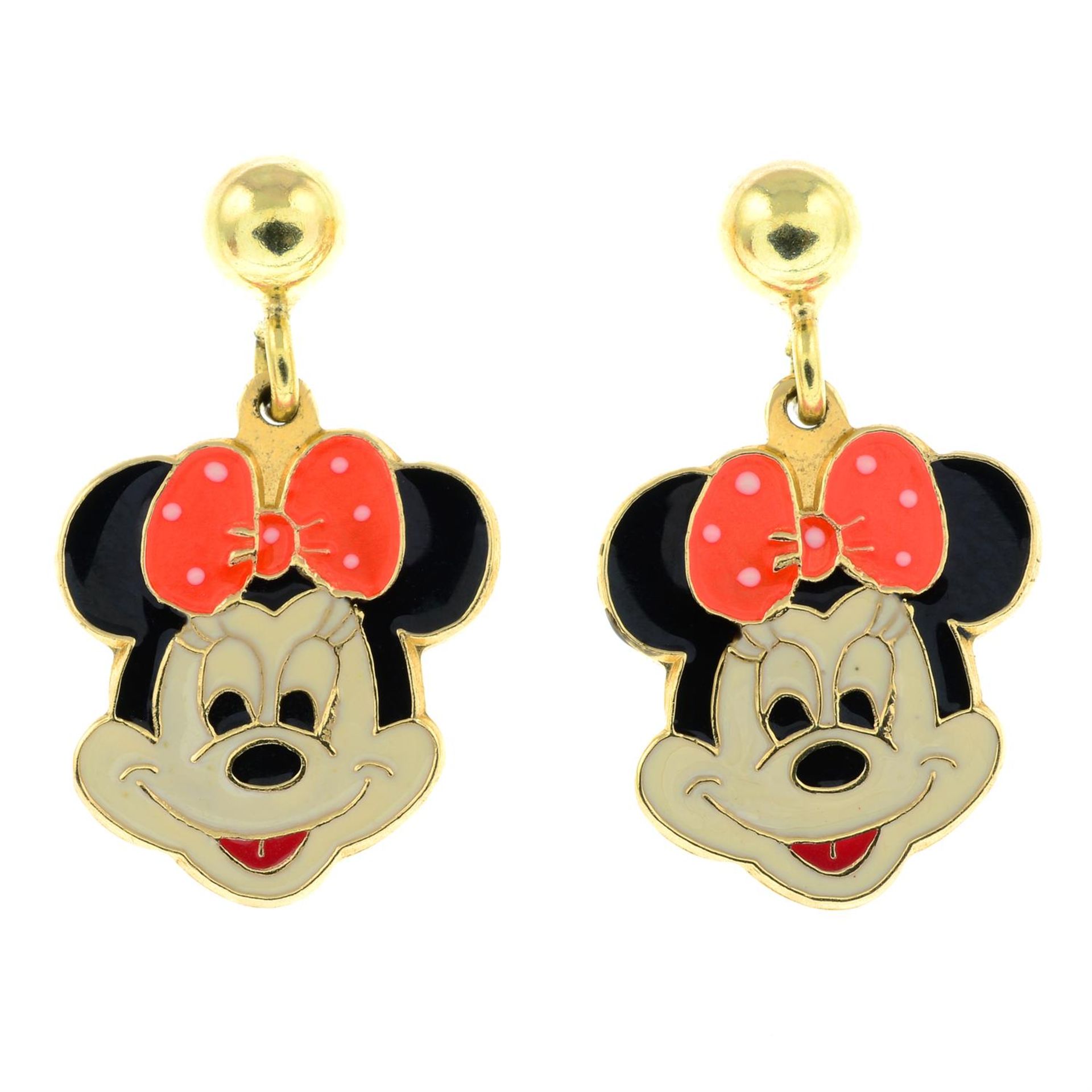 A pair of Minnie Mouse enamel earrings, by Disney