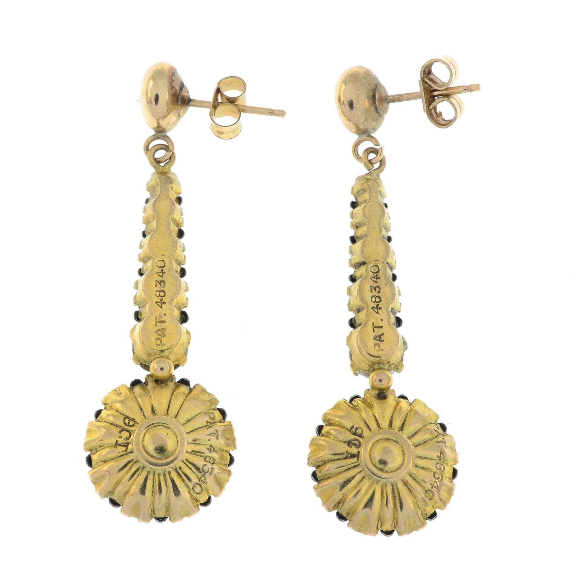 A pair of early 20th century colourless paste drop earrings. - Image 2 of 2