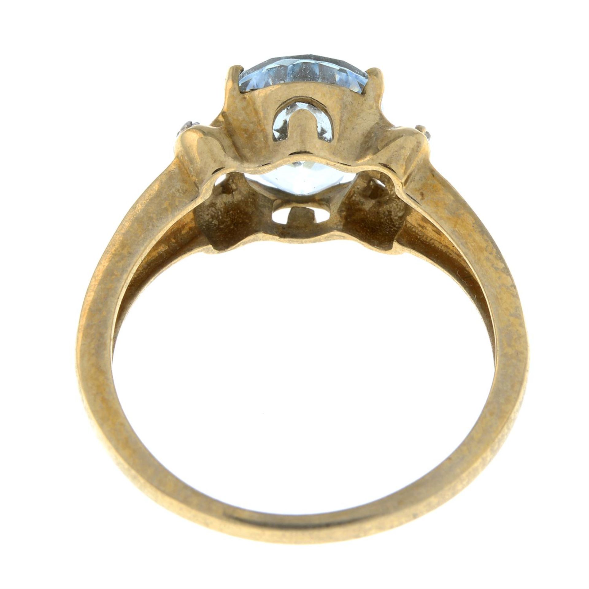 A 9ct gold aquamarine and diamond dress ring. - Image 2 of 2