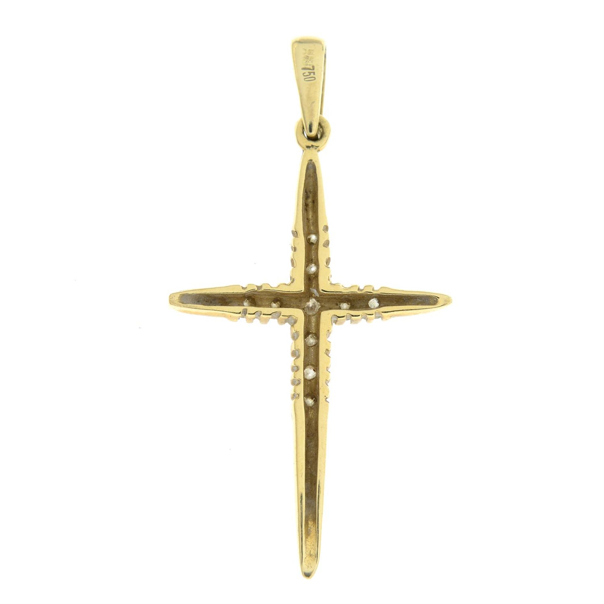 An 18ct gold diamond cross pendant. - Bild 2 aus 2