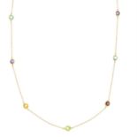 A trace-link necklace, with multi-gem spacers.