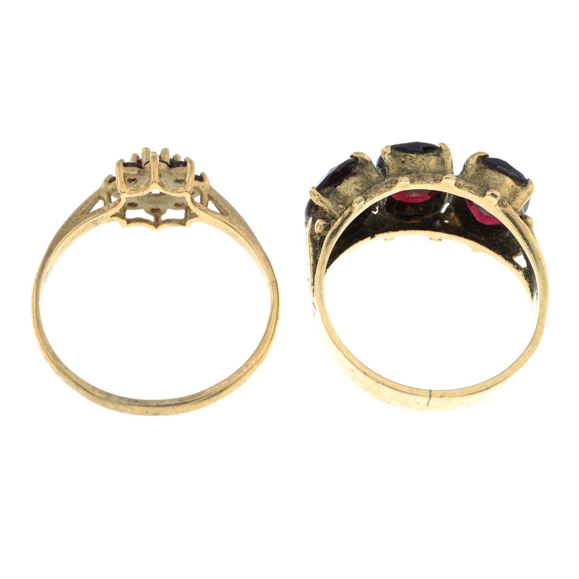 Two garnet rings. - Image 2 of 2