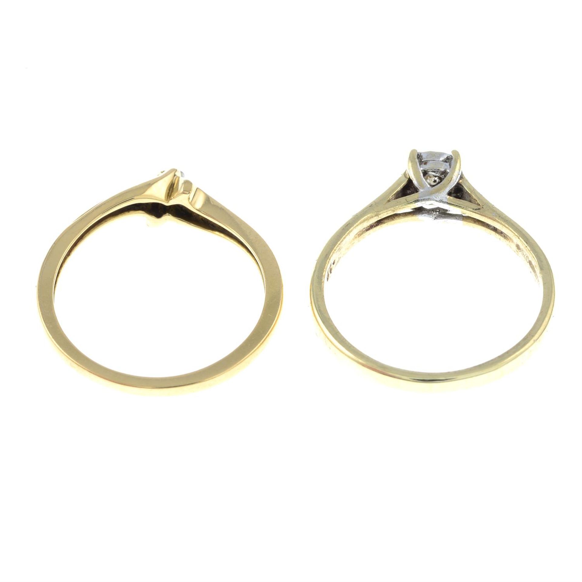 Two gold diamond single-stone rings. - Image 2 of 2