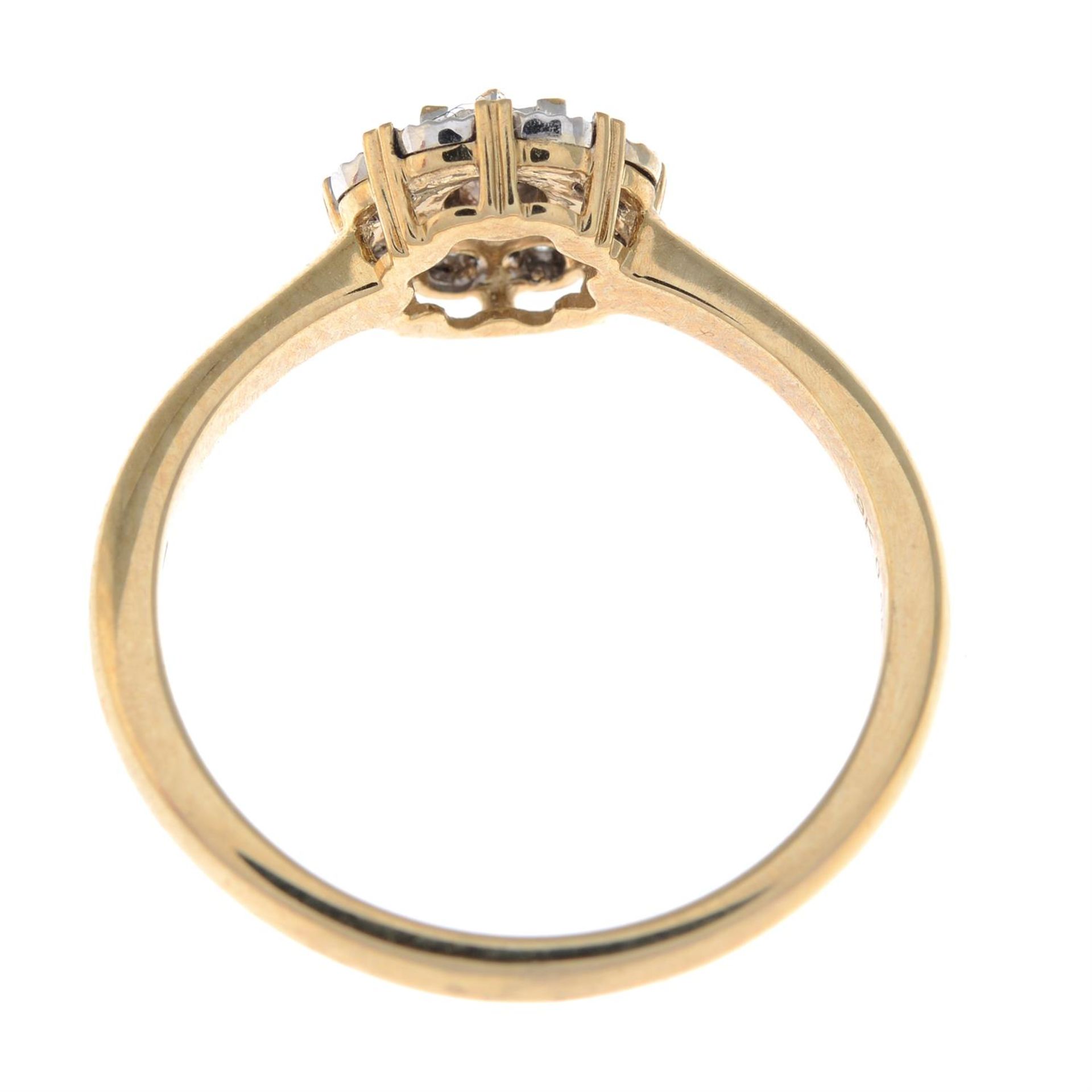 A 9ct gold illusion-set diamond cluster ring. - Image 2 of 2