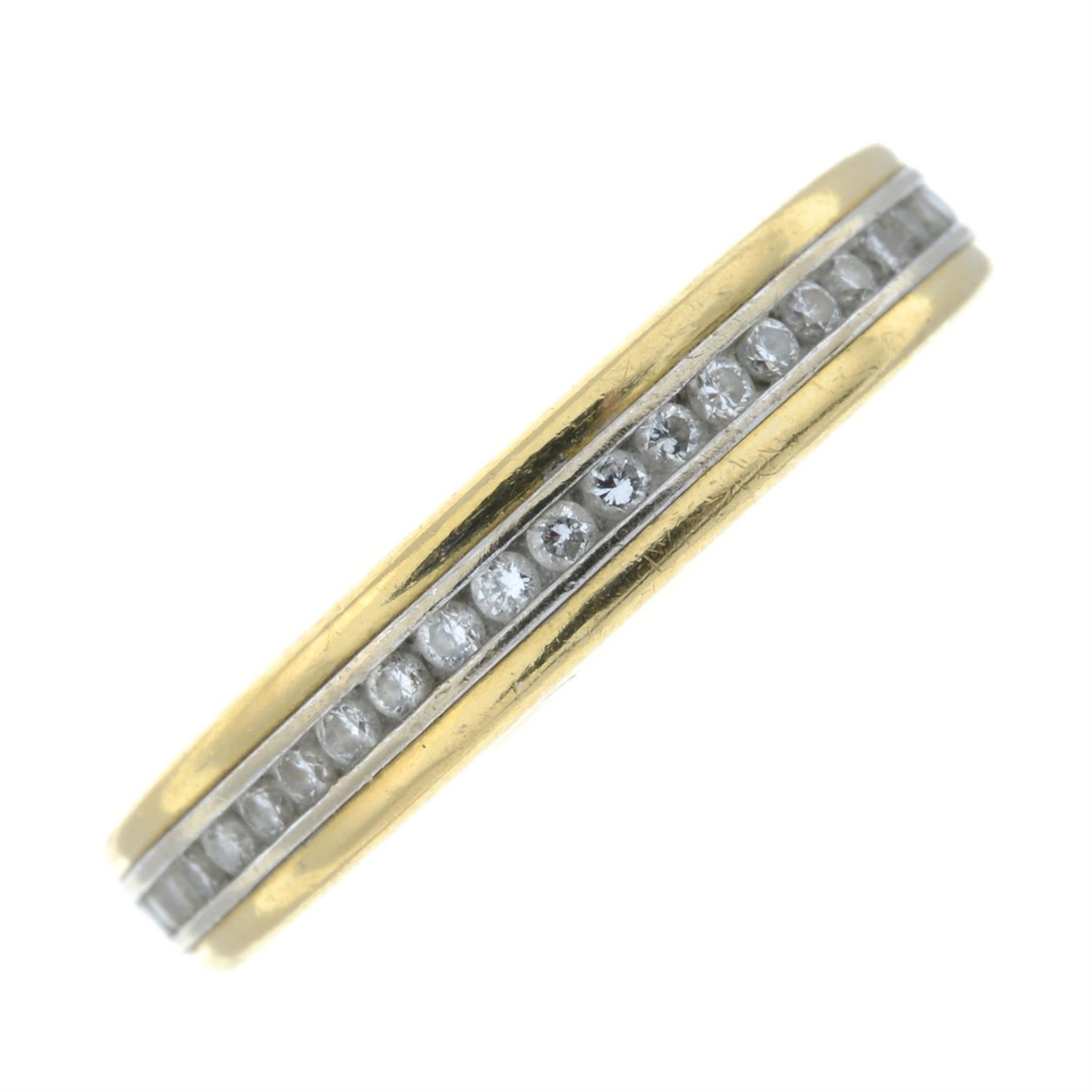 An 18ct bi-colour gold brilliant-cut diamond half eternity ring.