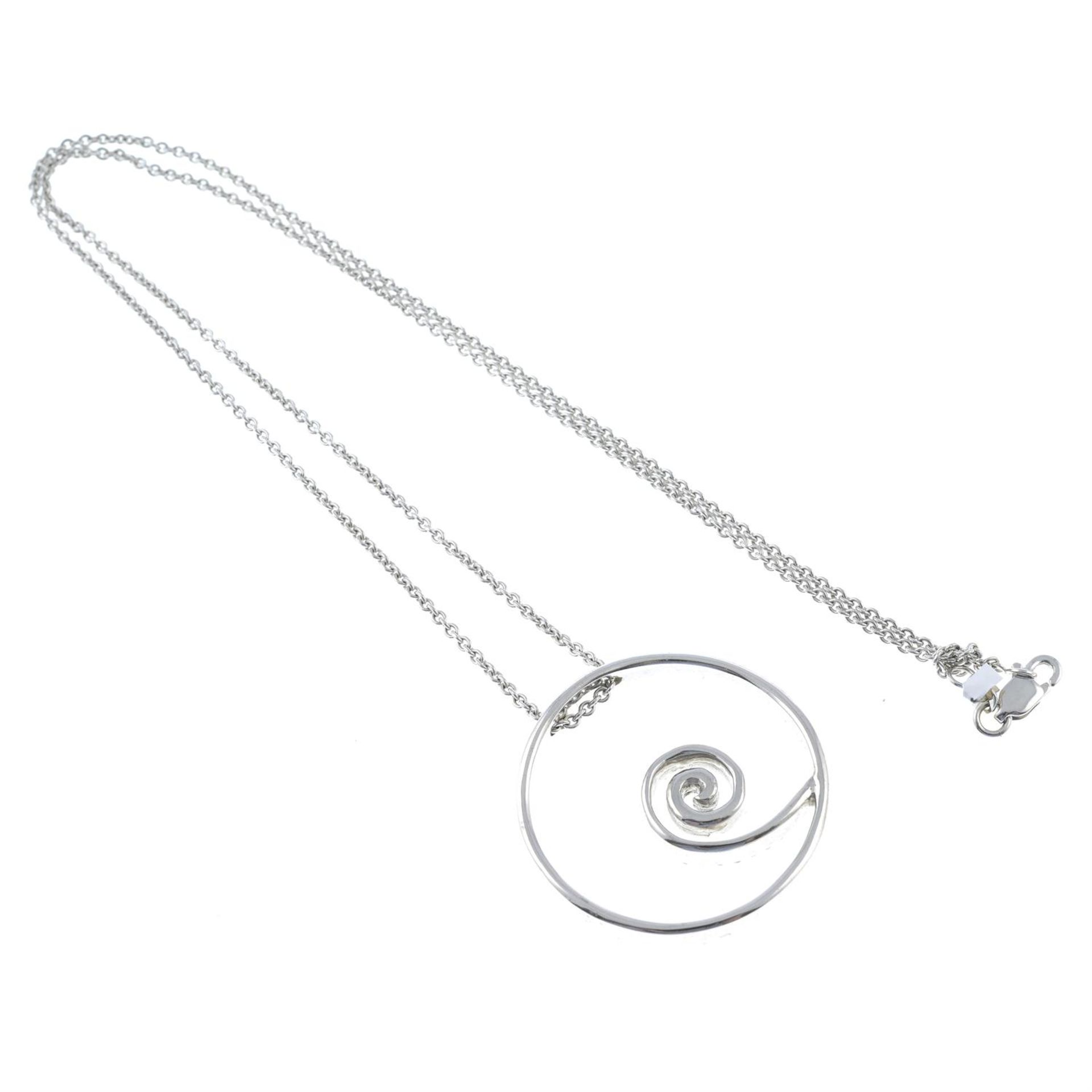 A brilliant-cut diamond openwork pendant, with integral chain. - Image 2 of 2