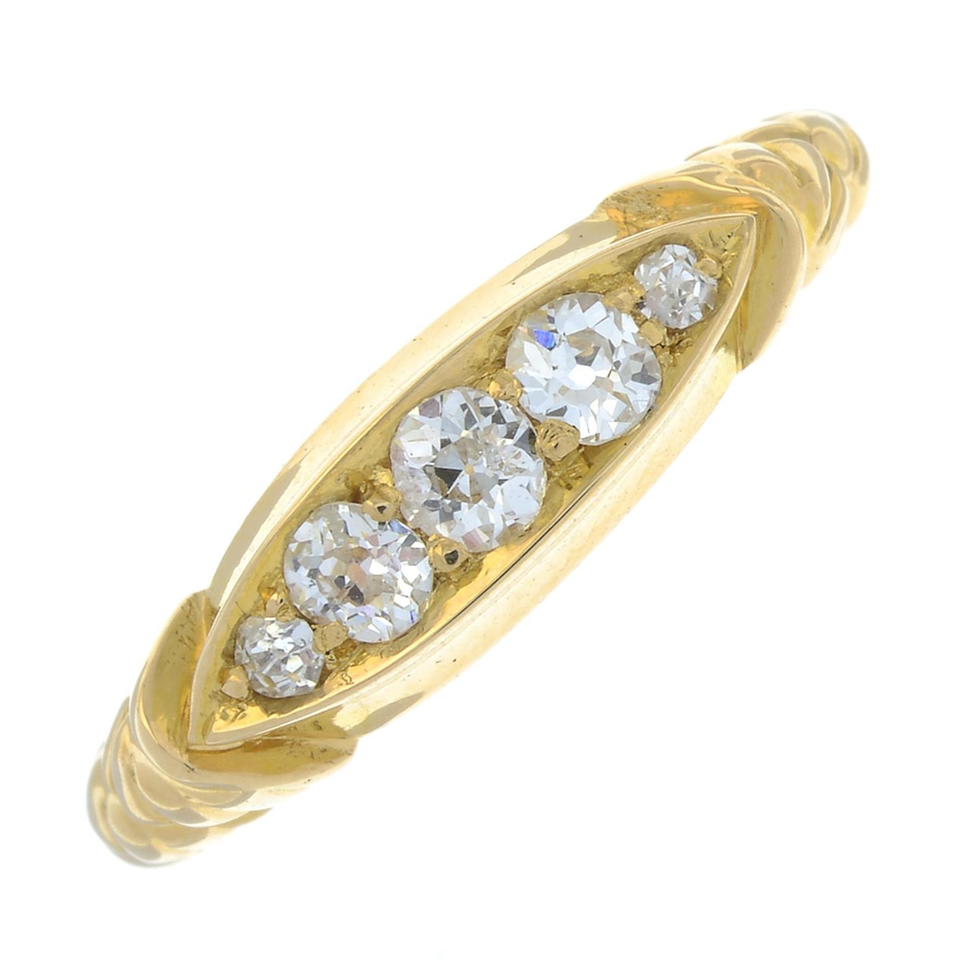 A late Victorian 18ct gold old-cut diamond five-stone ring.