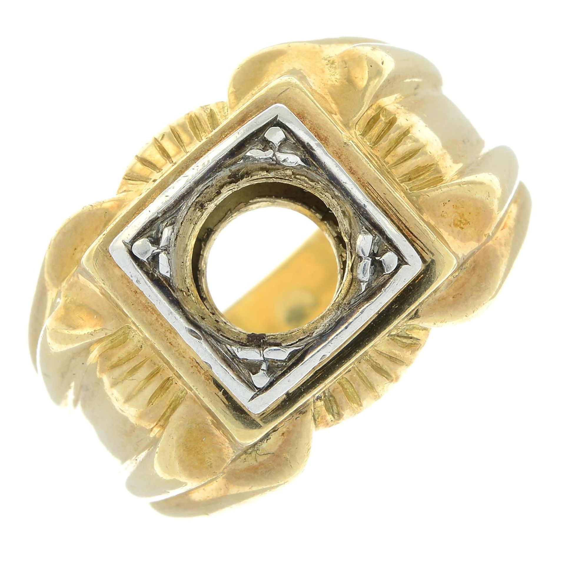 A 1960s 18ct gold single-stone ring mount, by Kutchinsky.