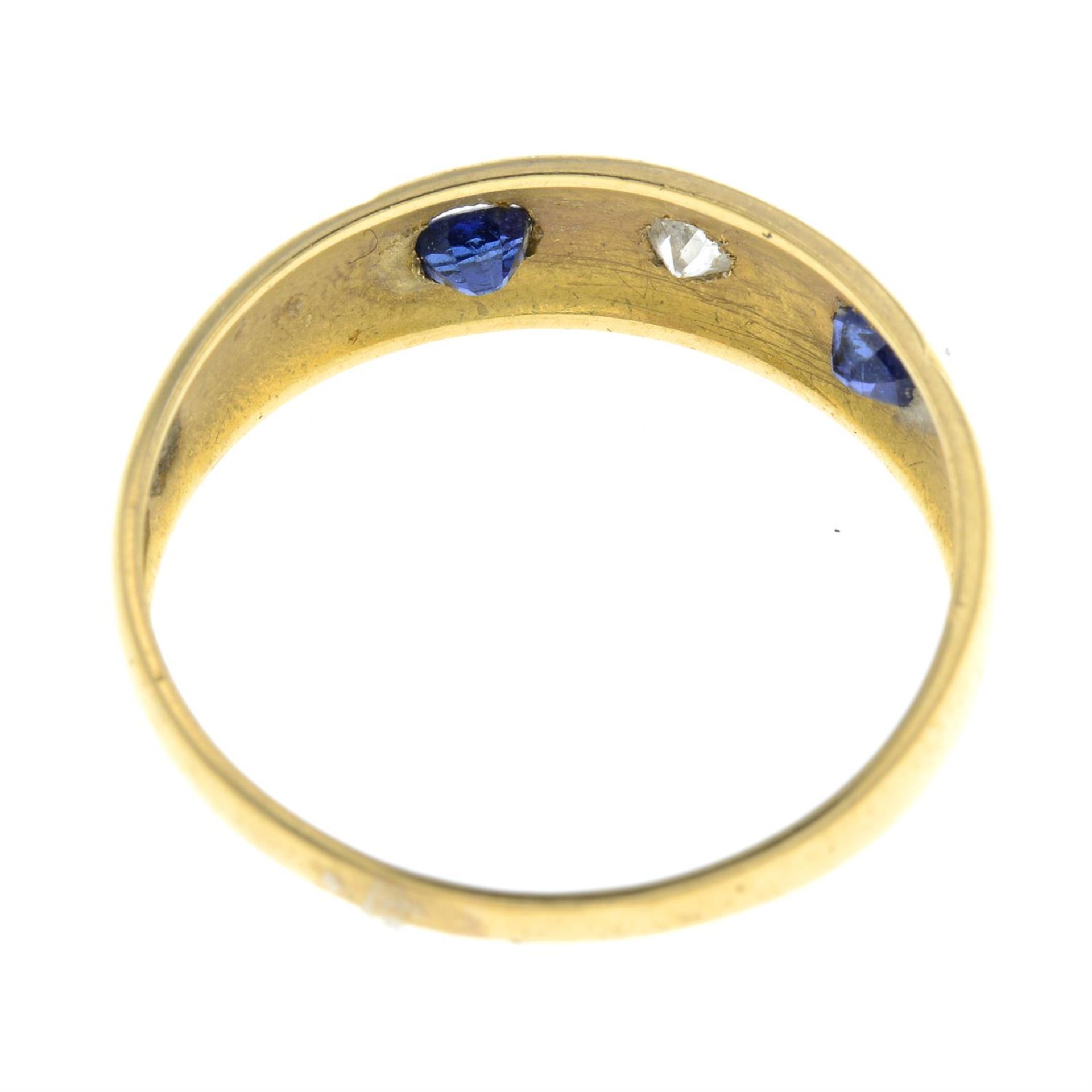 A late Victorian 18ct gold star-set sapphire and old-cut diamond band ring. - Image 2 of 2