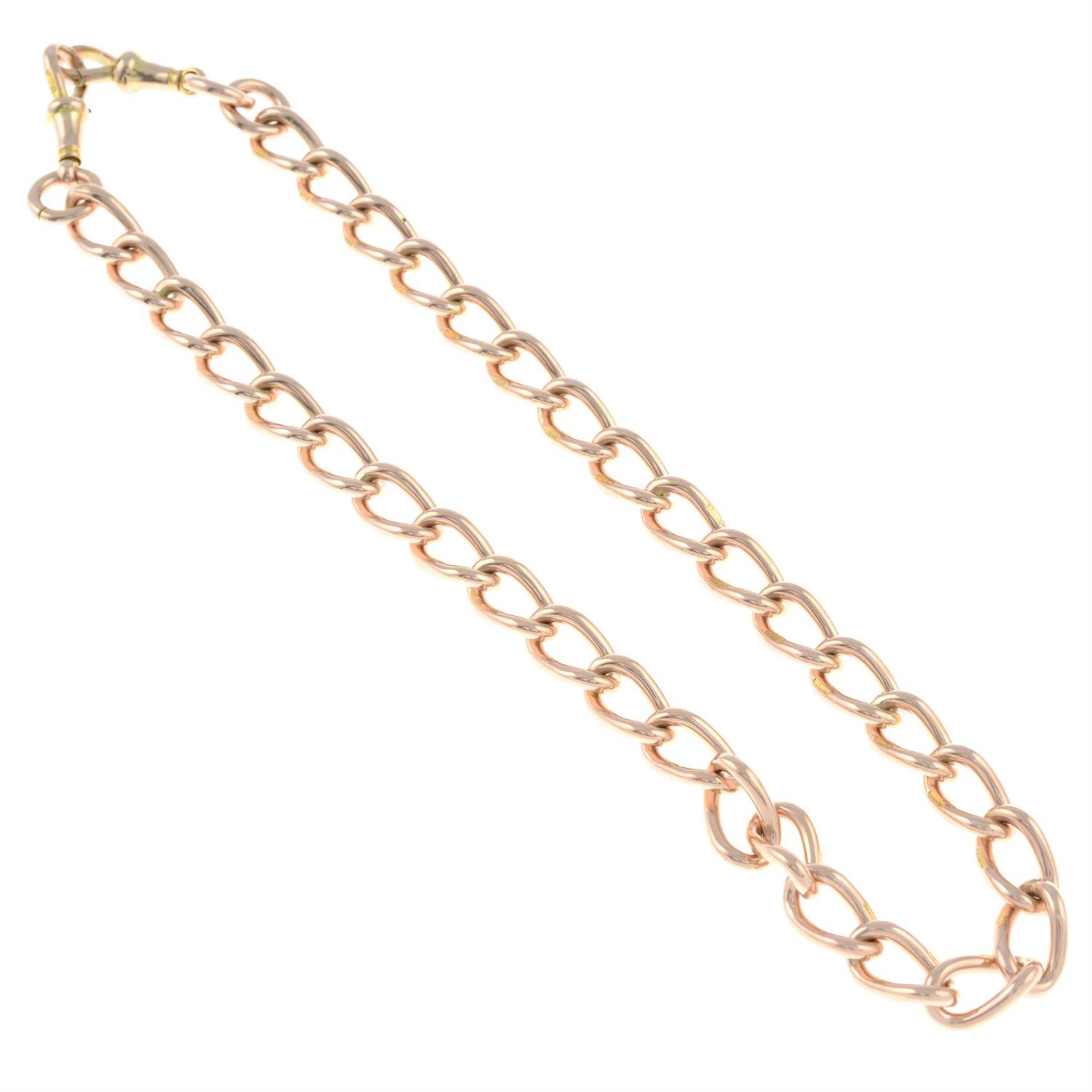 An early 20th century 9ct gold albert chain. - Image 2 of 2