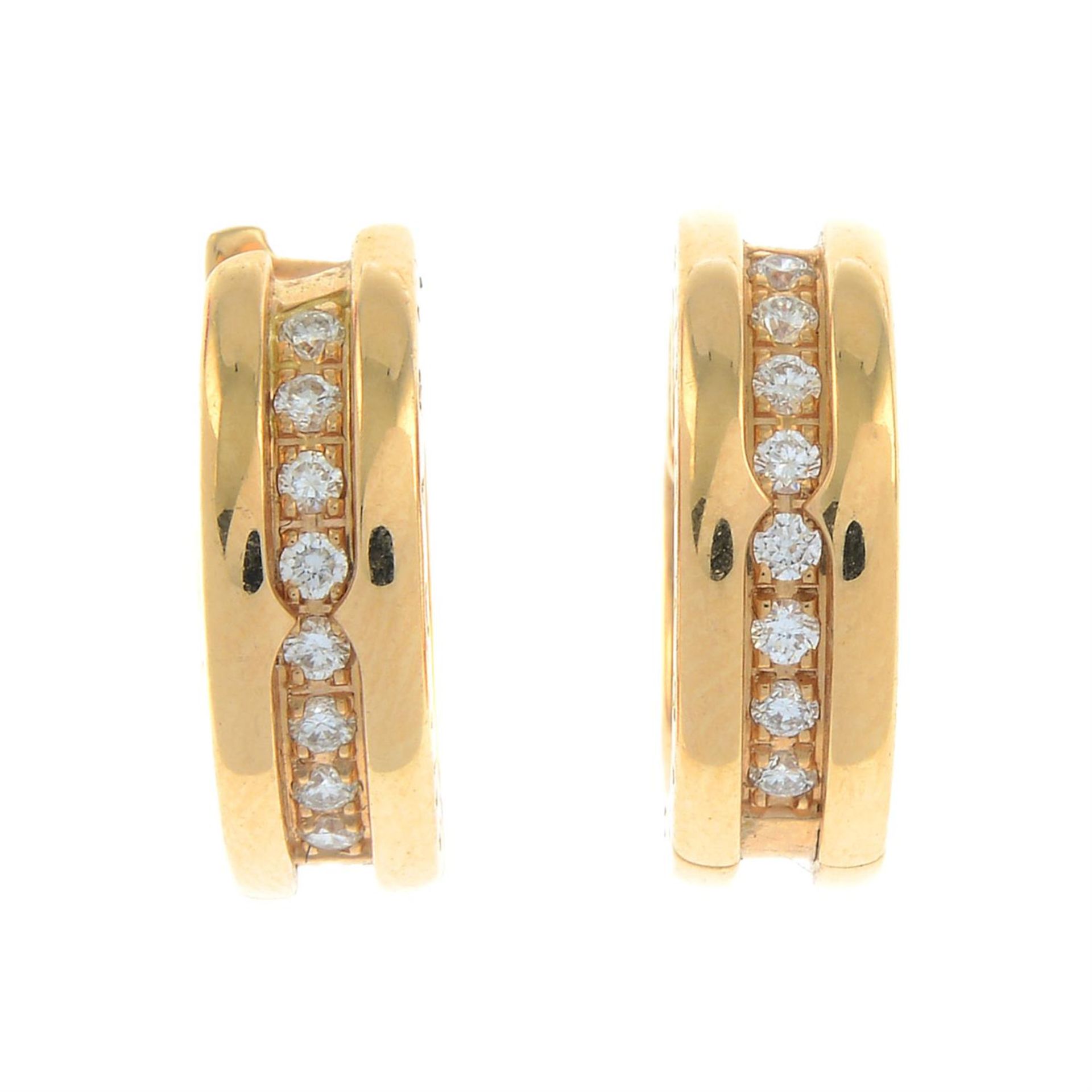 A pair of brilliant-cut diamond 'B.Zero1' earrings, by Bulgari. - Image 2 of 3