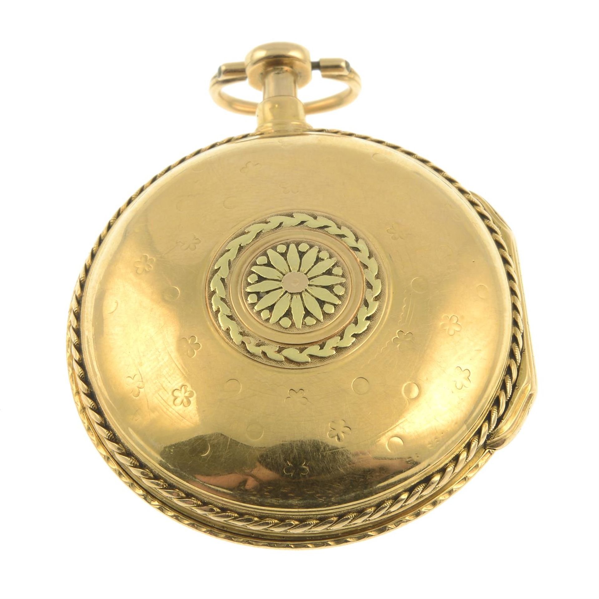 A late 18th century tri-colour 18ct gold pocket watch, with rose-cut diamond hands, - Bild 3 aus 4