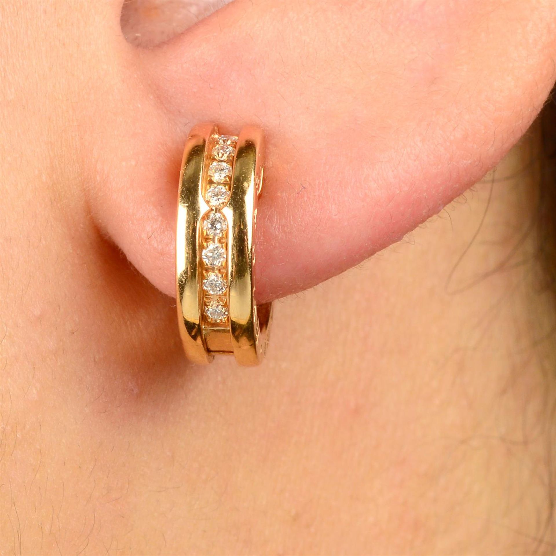 A pair of brilliant-cut diamond 'B.Zero1' earrings, by Bulgari.