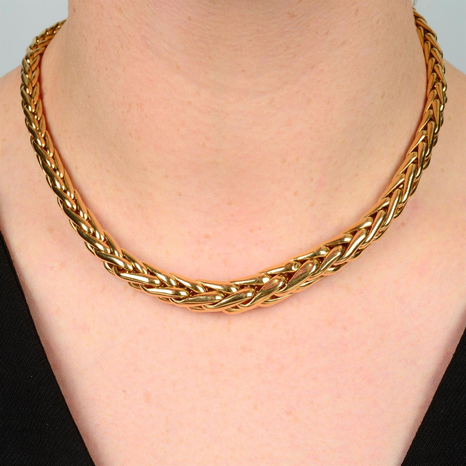 An 18ct gold graduated fancy-link necklace.