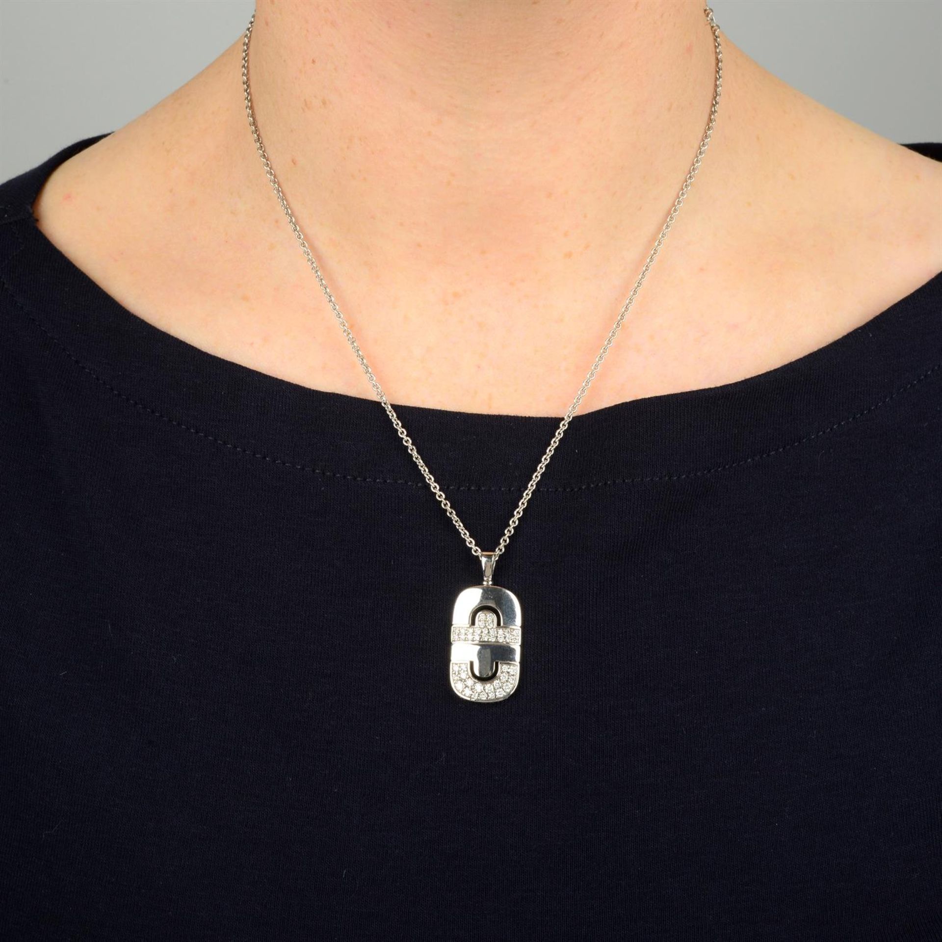 An 18ct gold pavé-set diamond 'Parentesi' pendant, with chain, by Bulgari. - Image 5 of 5