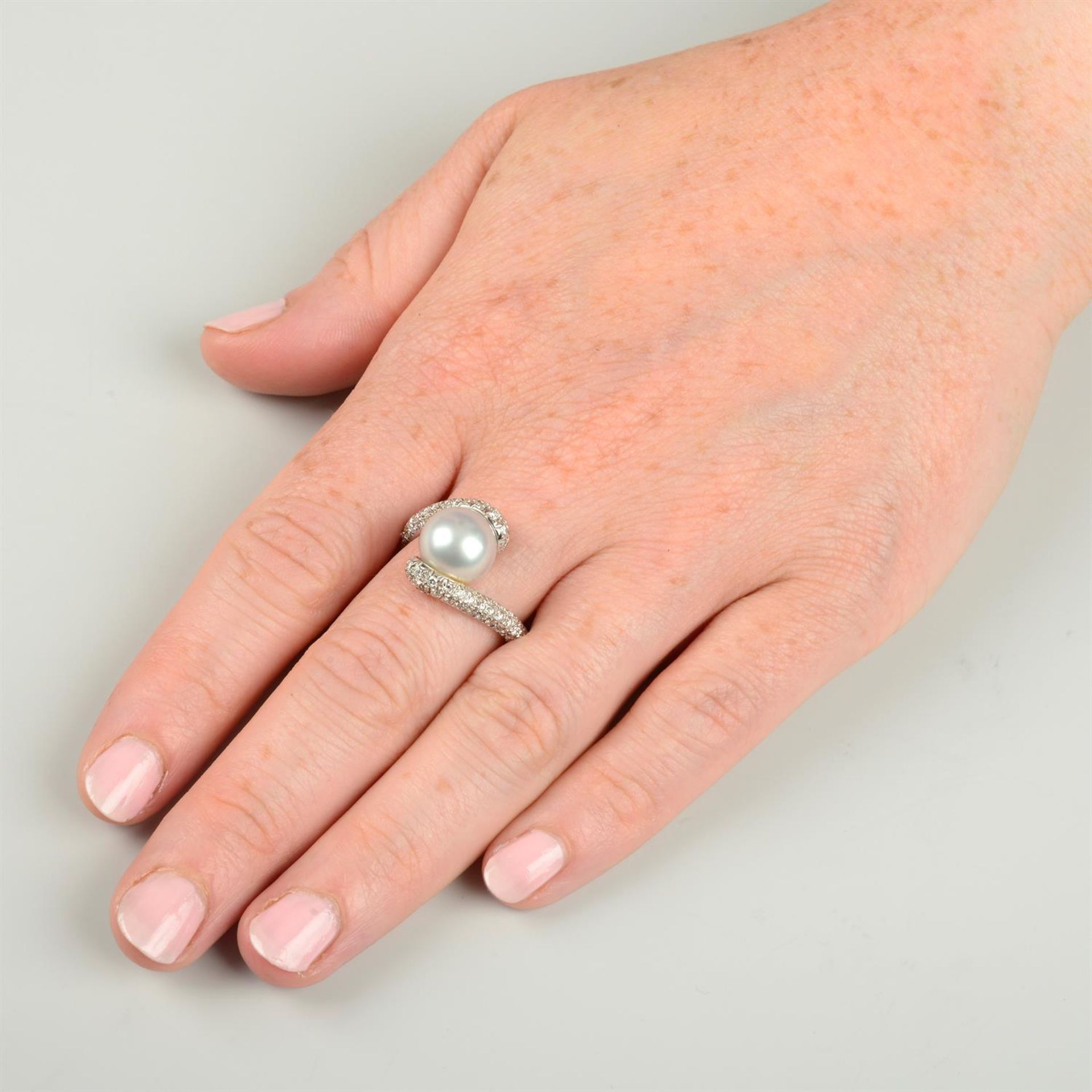 A cultured pearl and pavé-set diamond dress ring, by Mikimoto. - Image 5 of 5