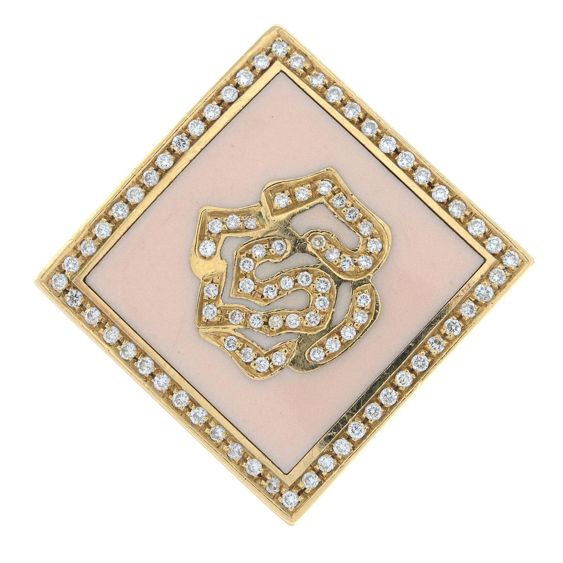 A diamond rose and pink enamel dress ring, by Gavello. - Image 2 of 6