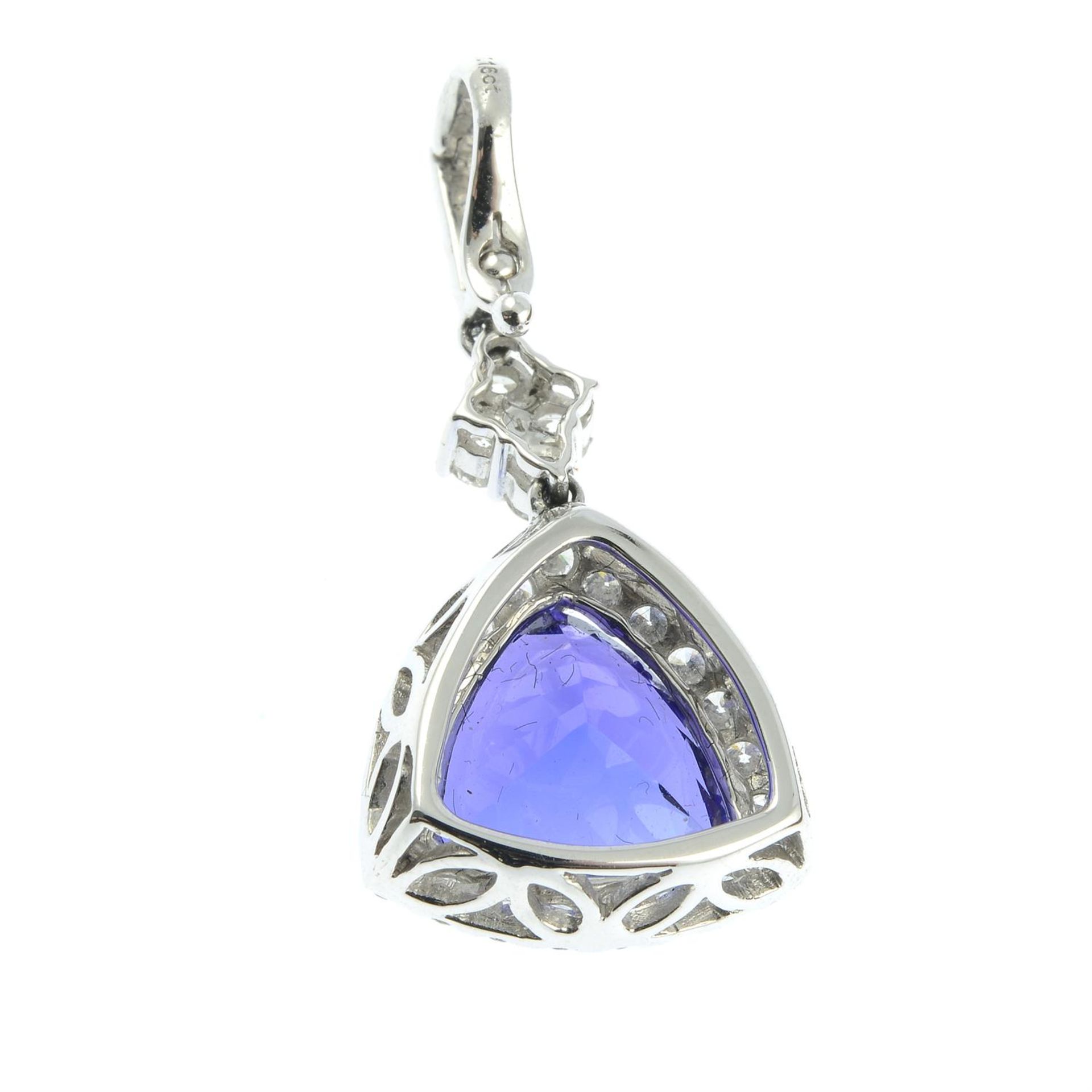 A tanzanite and brilliant-cut diamond pendant. - Image 3 of 4