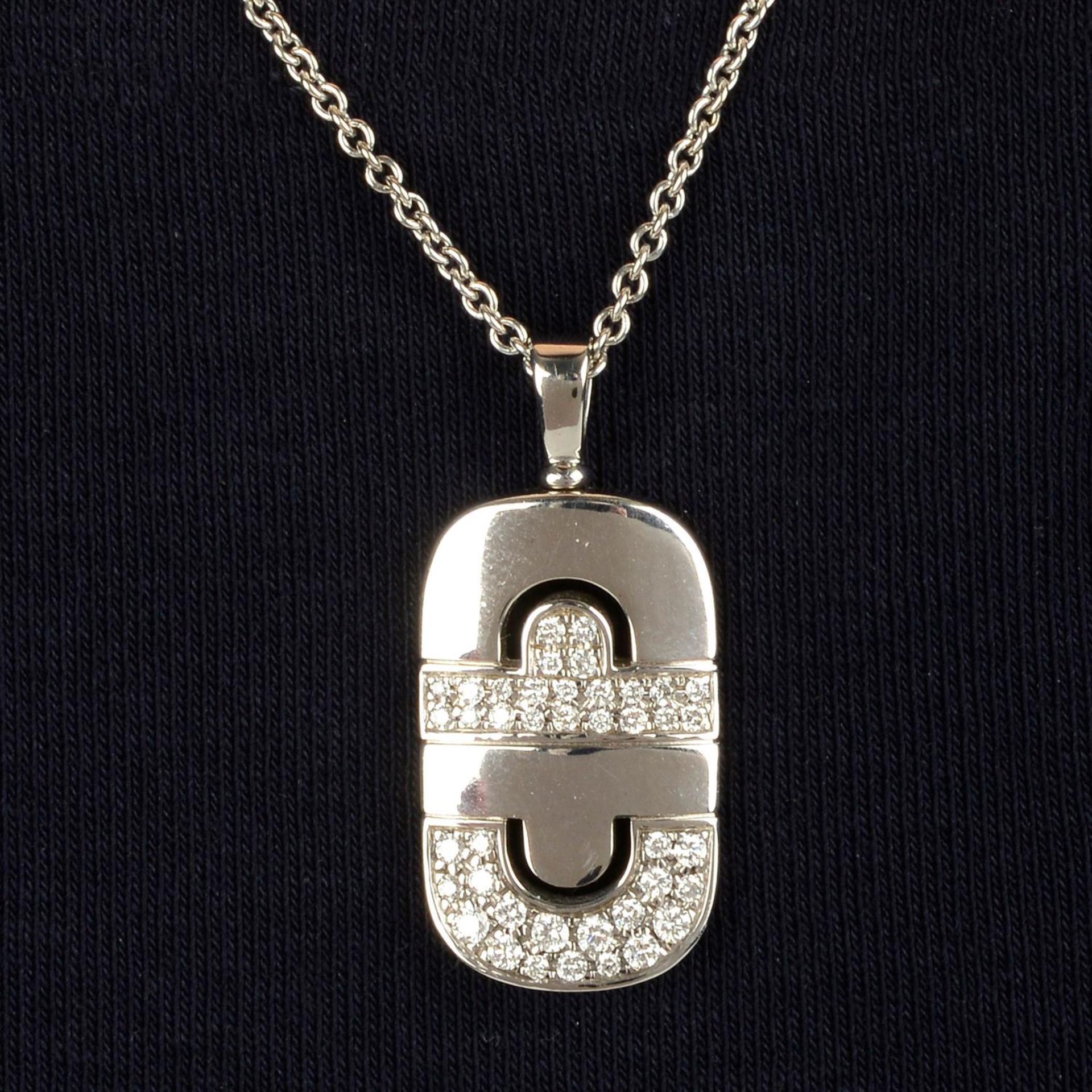 An 18ct gold pavé-set diamond 'Parentesi' pendant, with chain, by Bulgari.