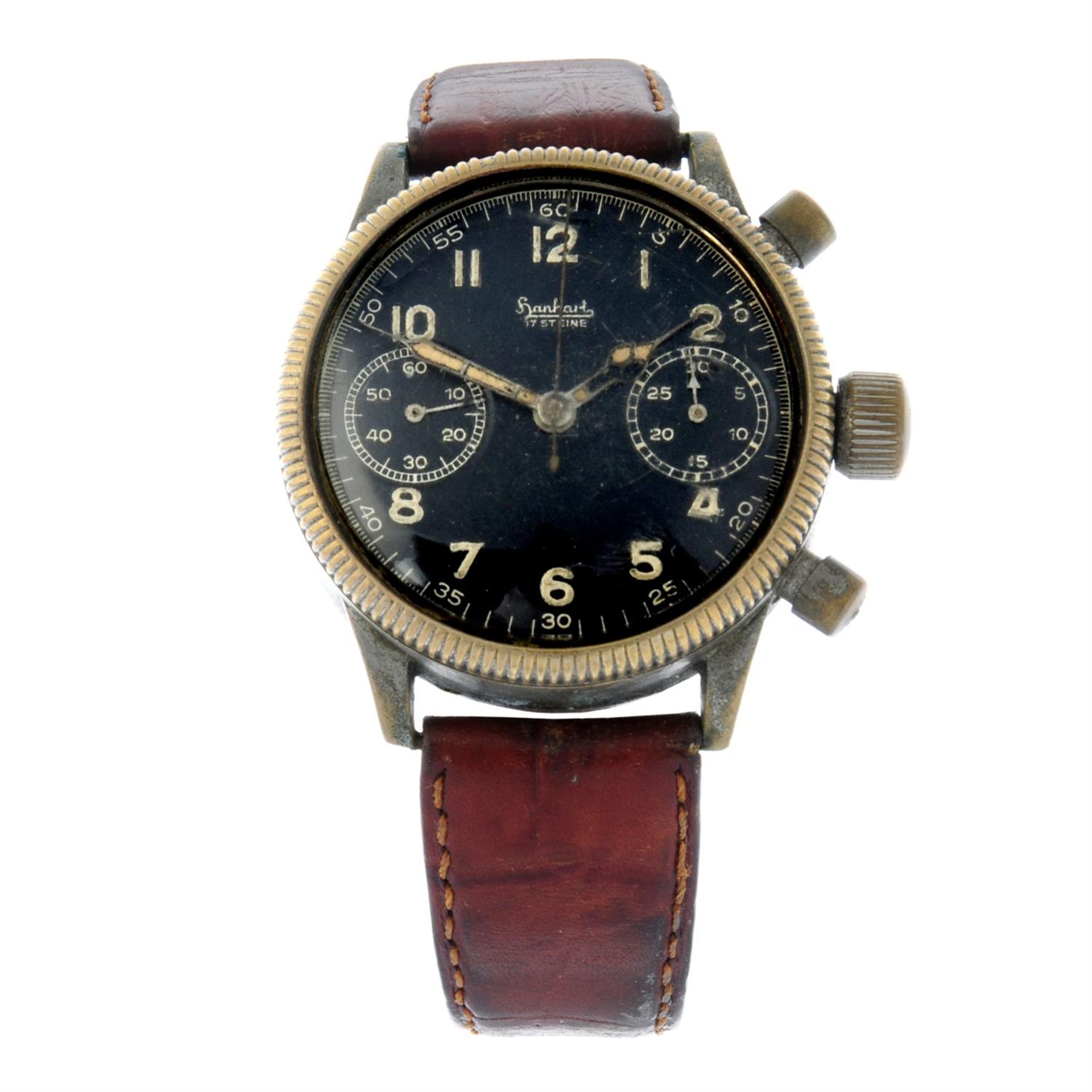 HANHART - a nickel plated chronograph wrist watch, 39mm.