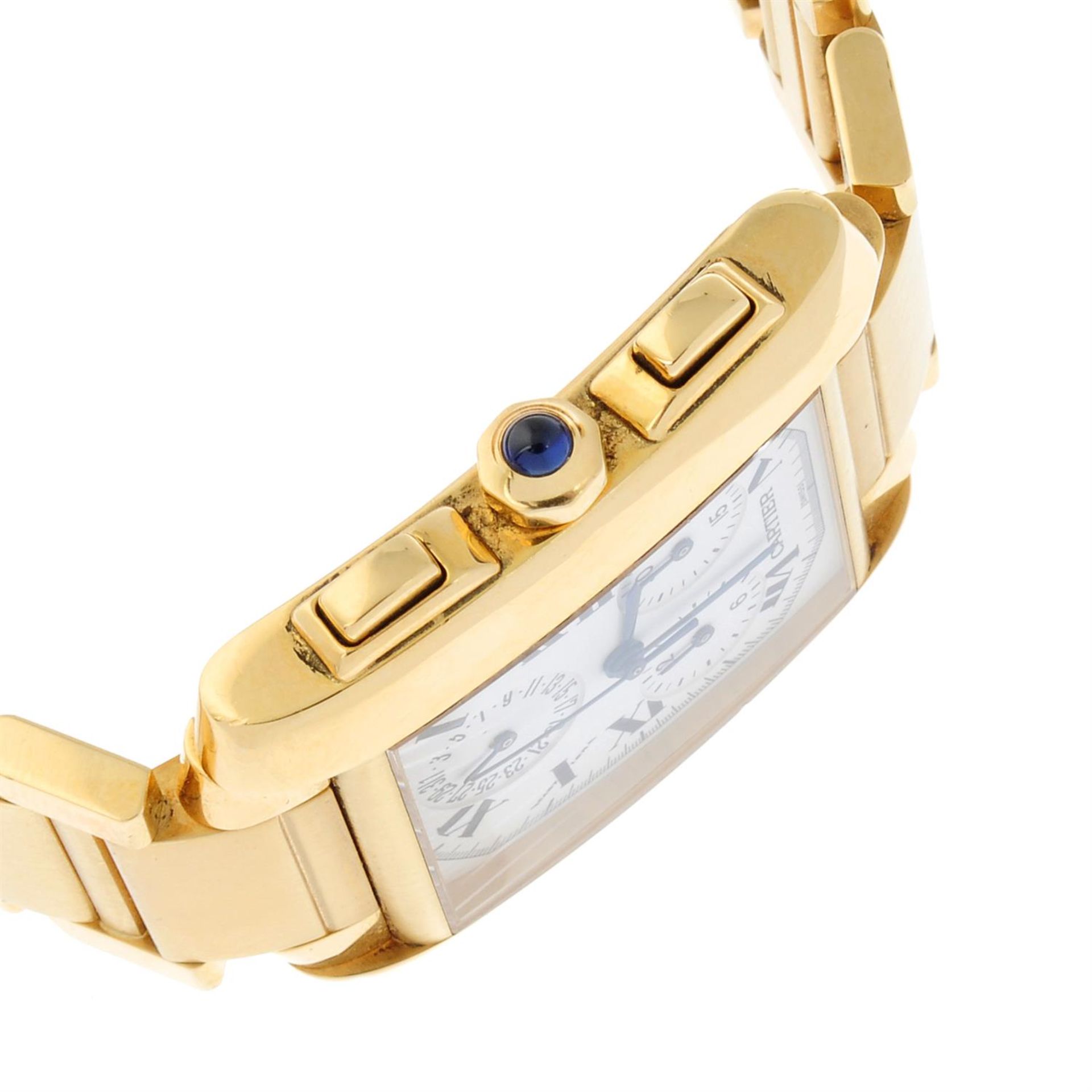 CARTIER - an 18ct yellow gold Tank Francaise chronograph bracelet watch, 28mm. - Image 3 of 6