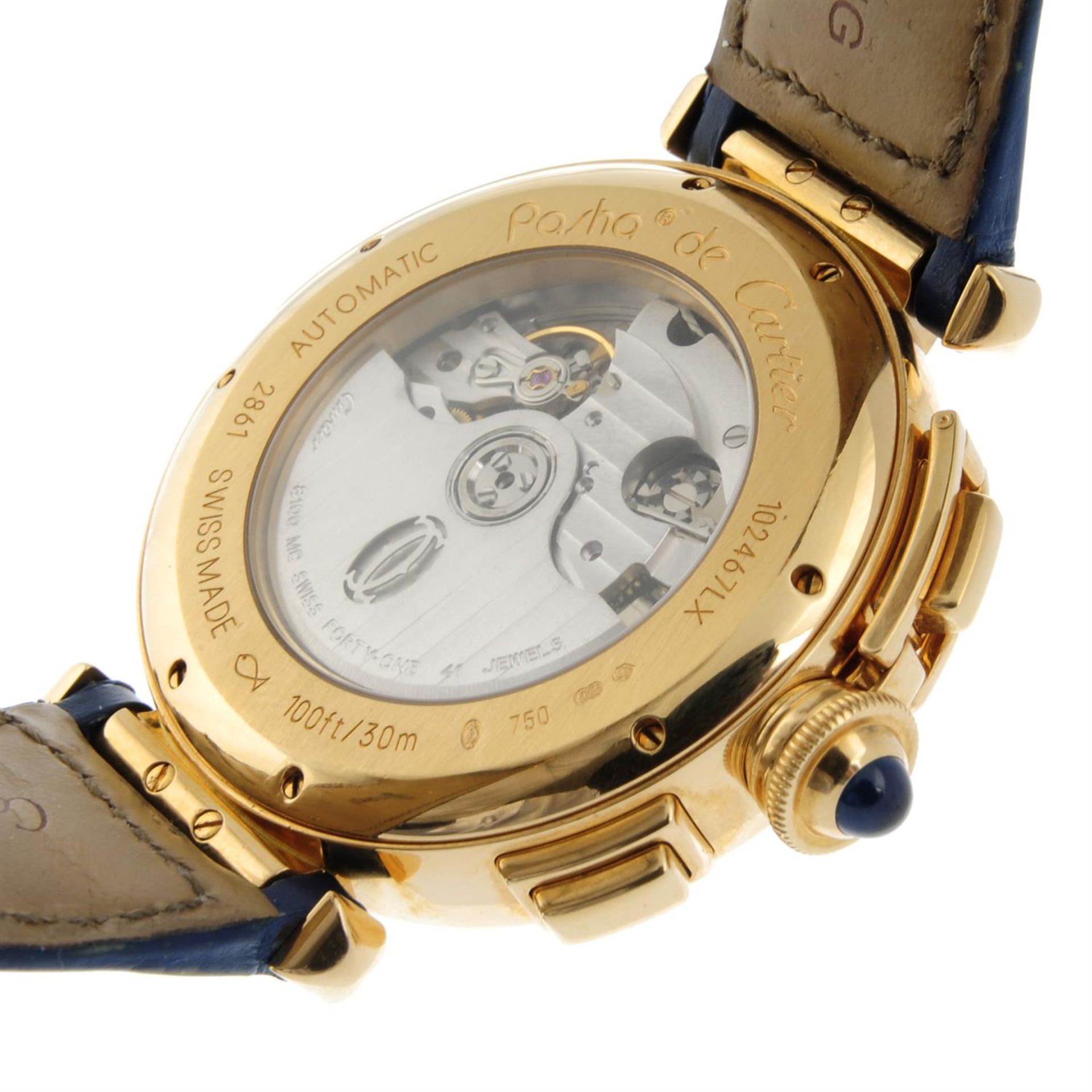 CARTIER - an 18ct yellow gold Pasha chronograph wrist watch, 42mm. - Image 4 of 6