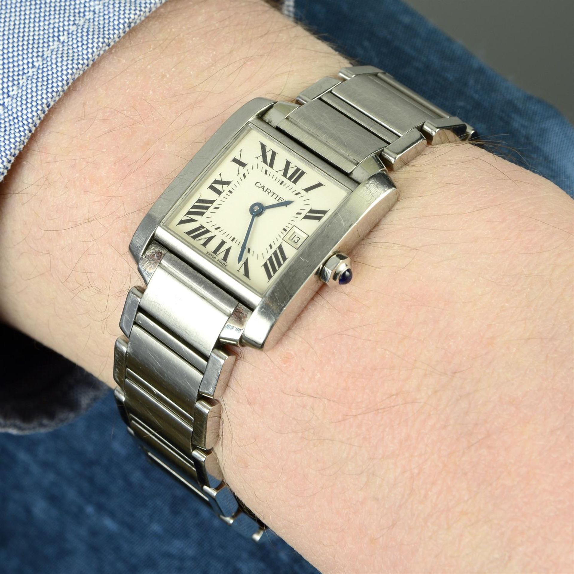 CARTIER - a stainless steel Tank Francaise bracelet watch, 26mm. - Bild 5 aus 5