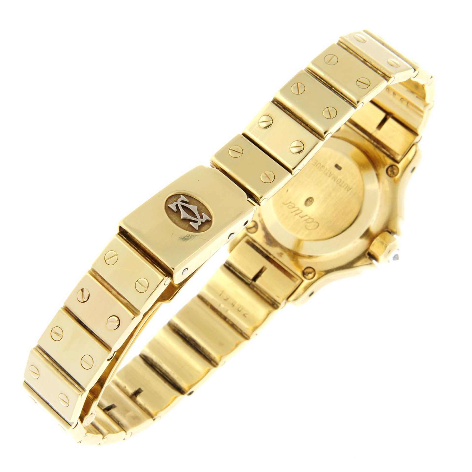 CARTIER - an 18ct yellow gold Santos Octagon bracelet watch, 24mm. - Bild 2 aus 7