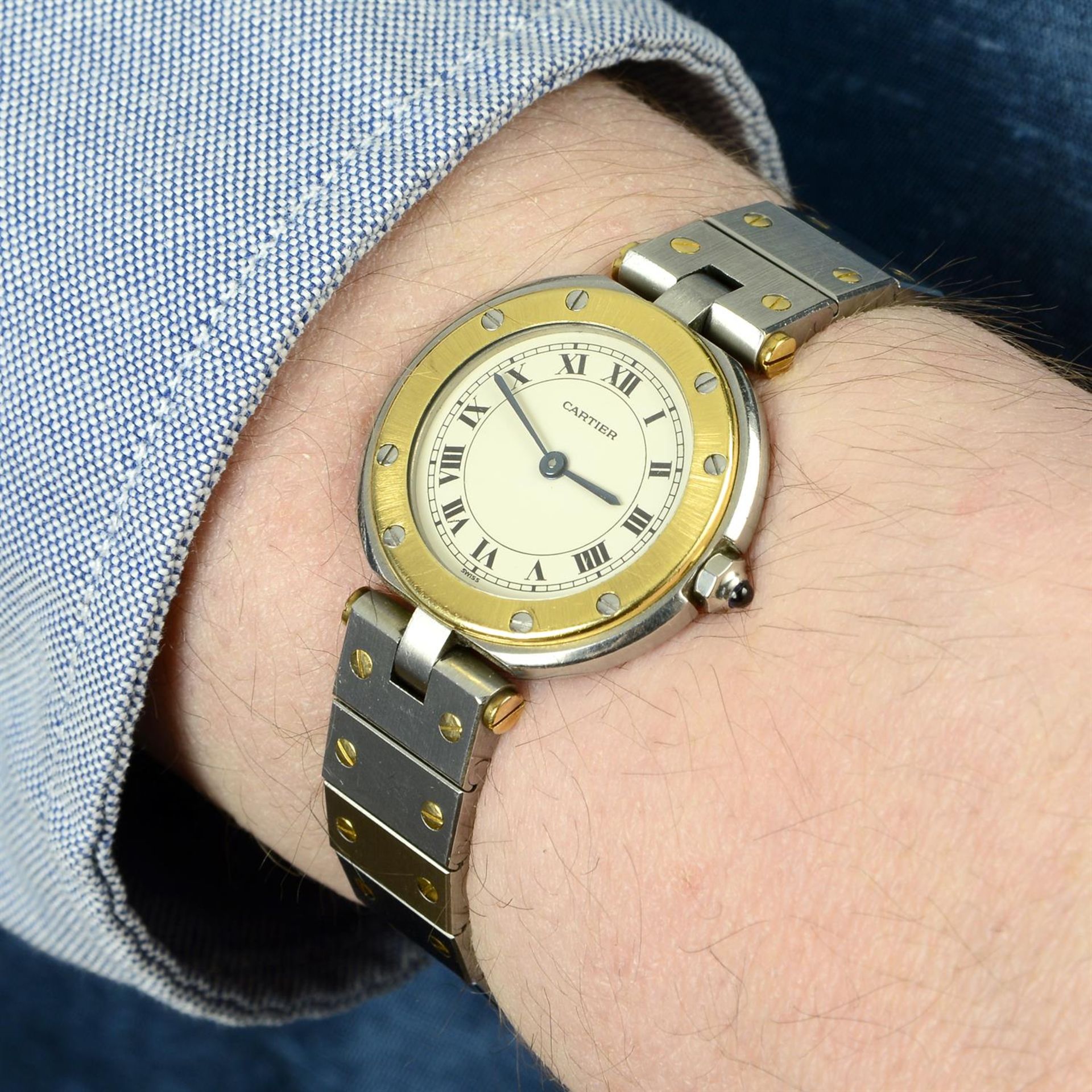 CARTIER - a bi-metal Santos Ronde bracelet watch, 27mm. - Image 5 of 5