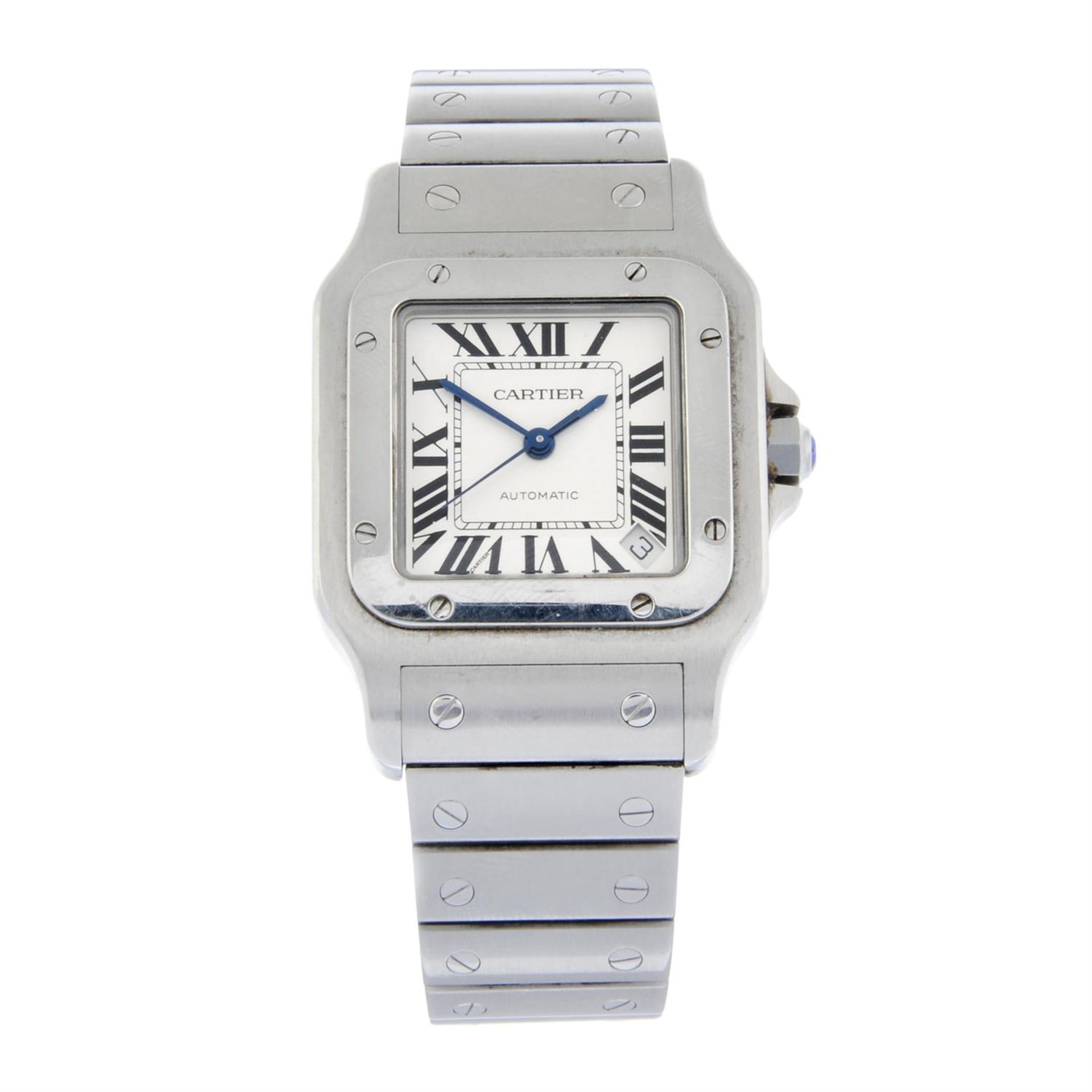 CARTIER - a stainless steel Santos bracelet watch, 32mm.