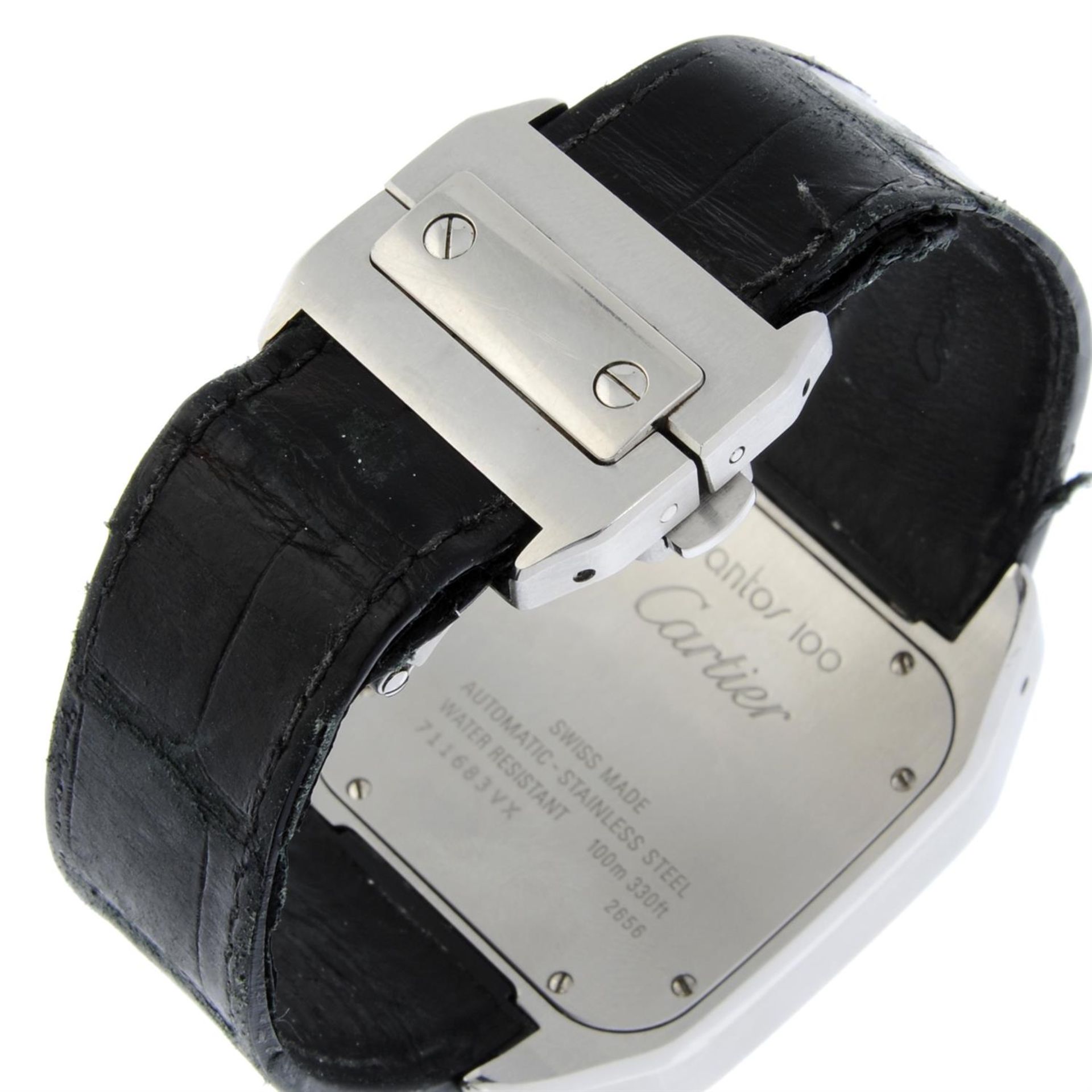 CARTIER - a stainless steel Santos 100 XL wrist watch, 38mm. - Image 2 of 6