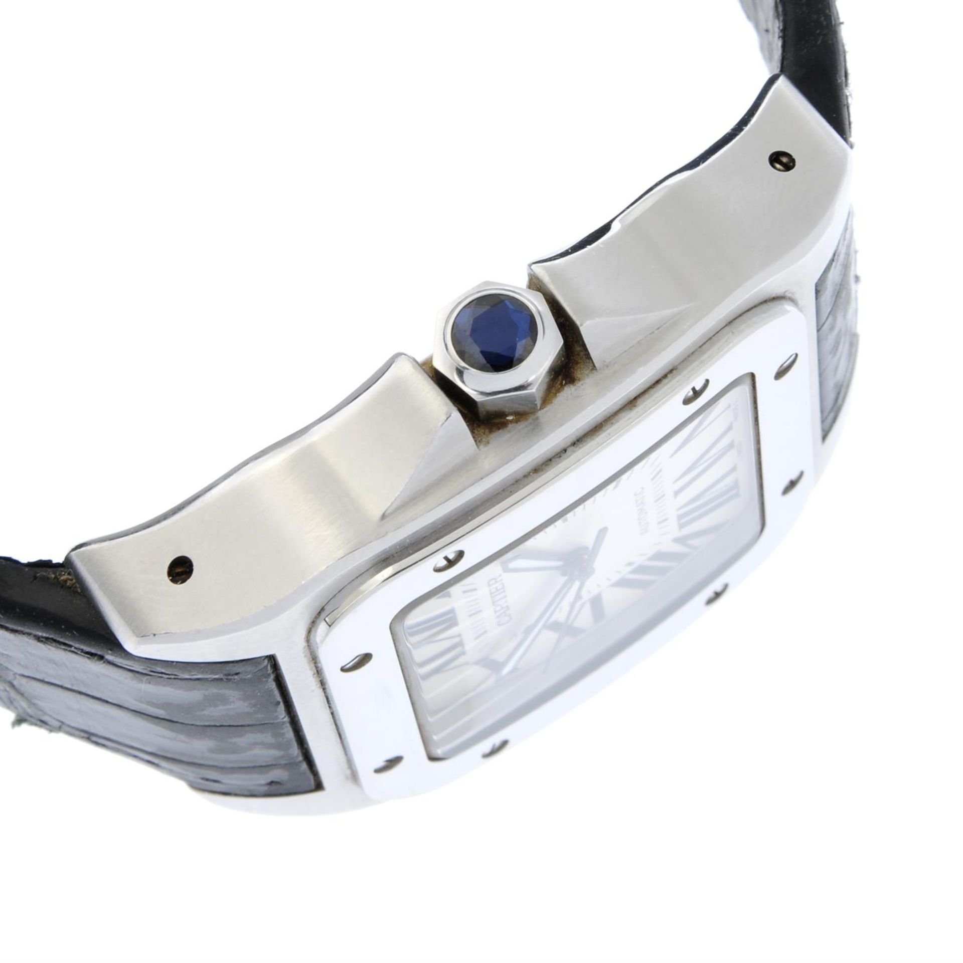 CARTIER - a stainless steel Santos 100 XL wrist watch, 38mm. - Image 3 of 6