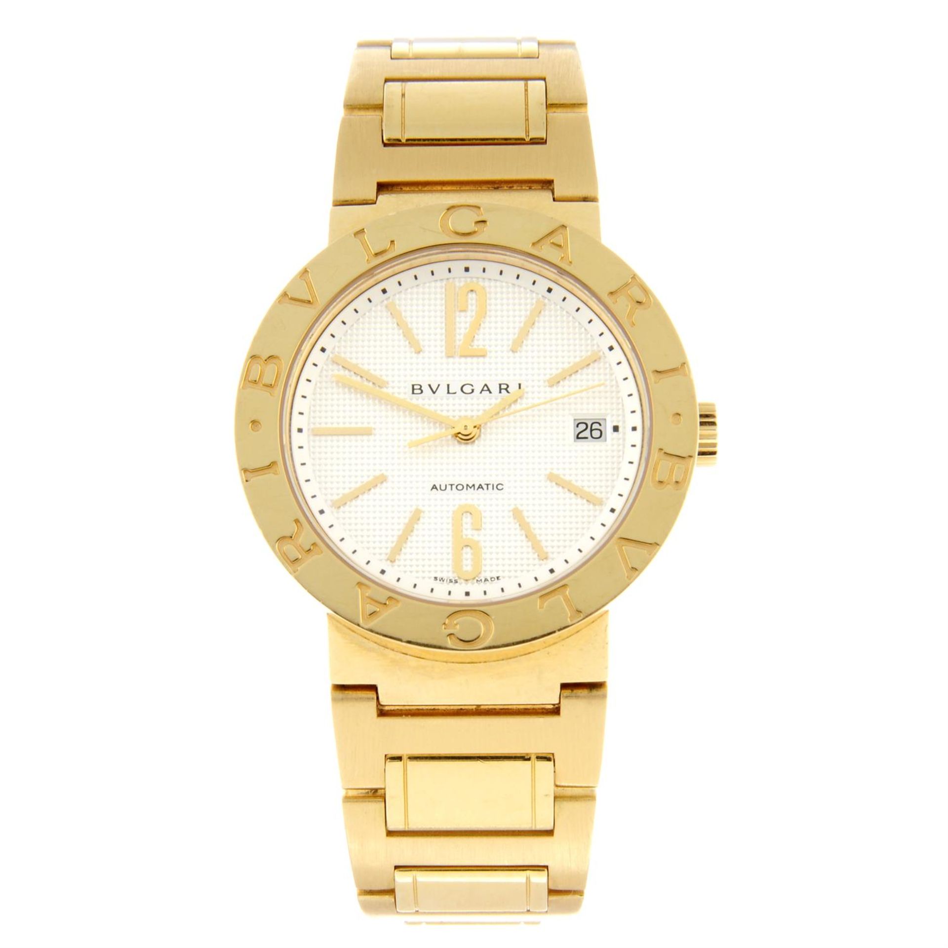 BULGARI - an 18ct yellow gold Diagono bracelet watch, 38mm.