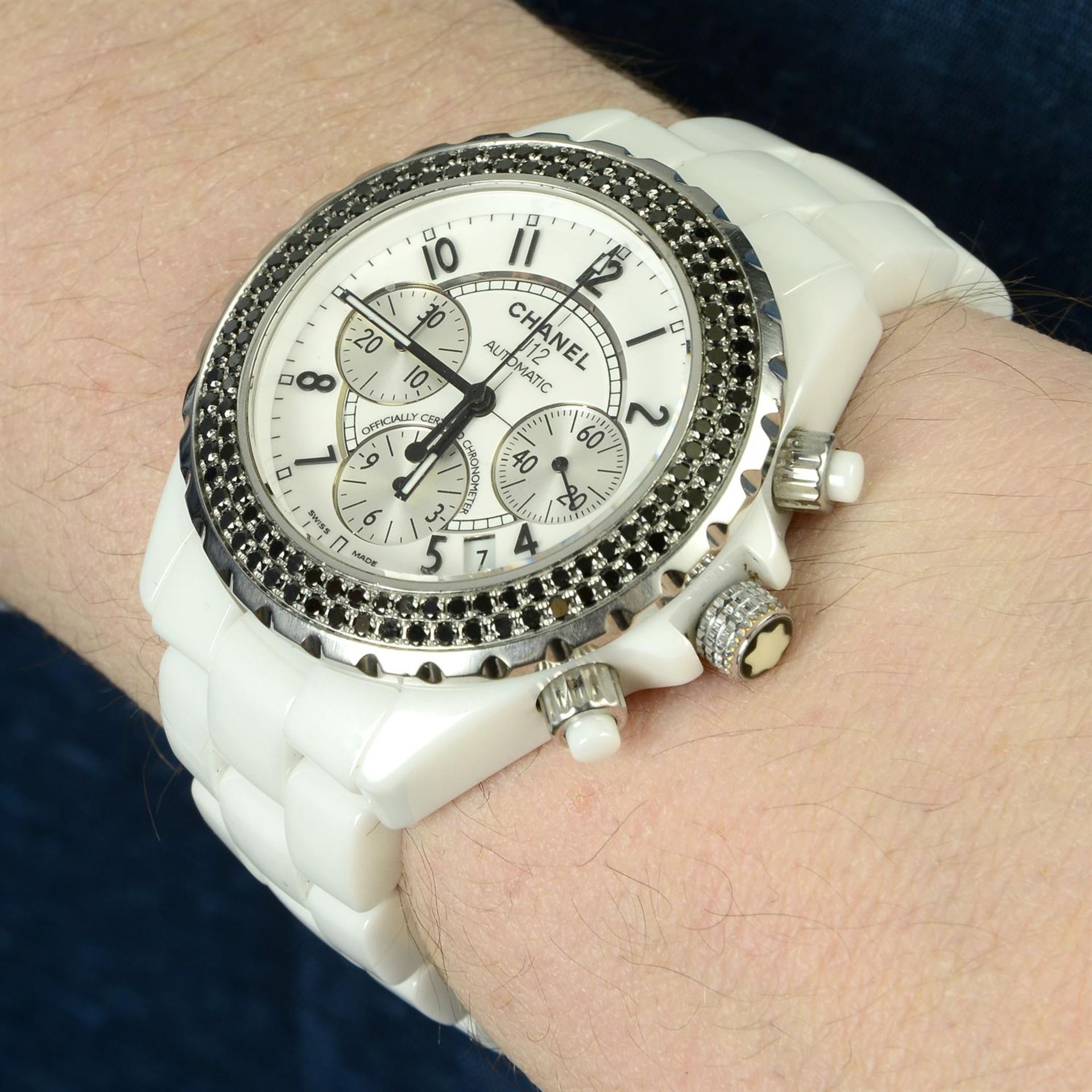 CHANEL - a ceramic J12 chronograph bracelet watch, 41mm. - Bild 5 aus 5