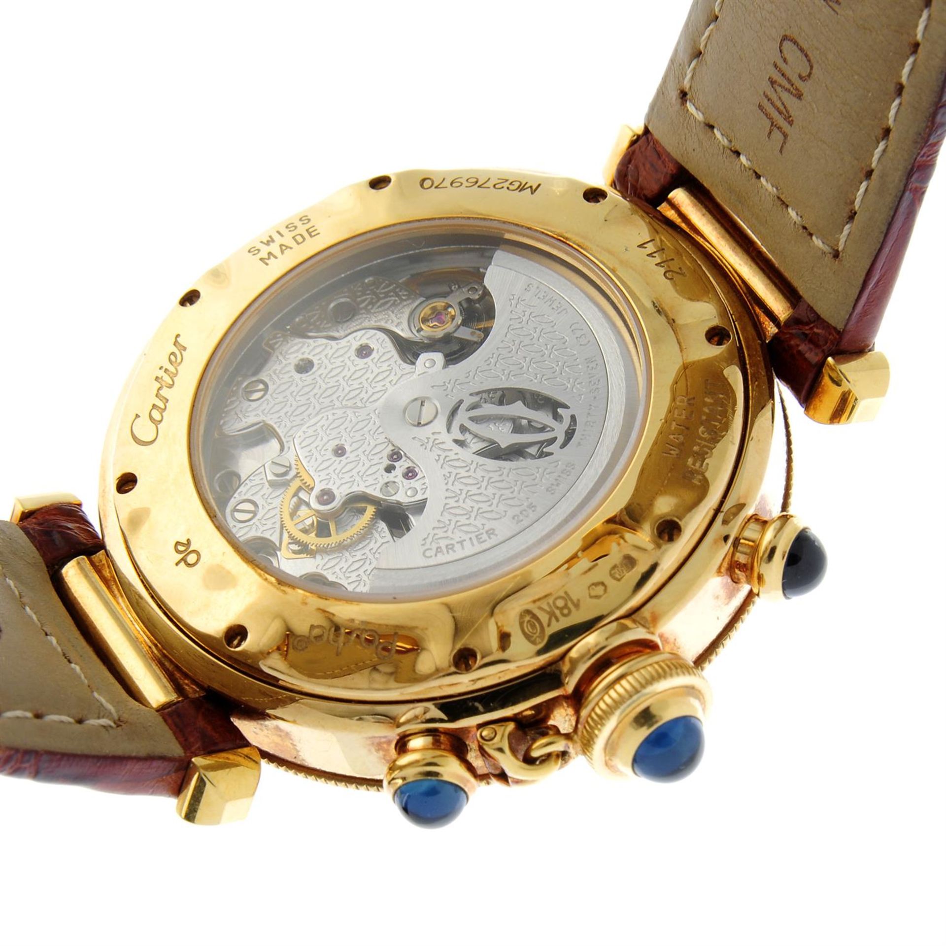 CARTIER - an 18ct yellow gold Pasha chronograph wrist watch, 38mm. - Bild 4 aus 6