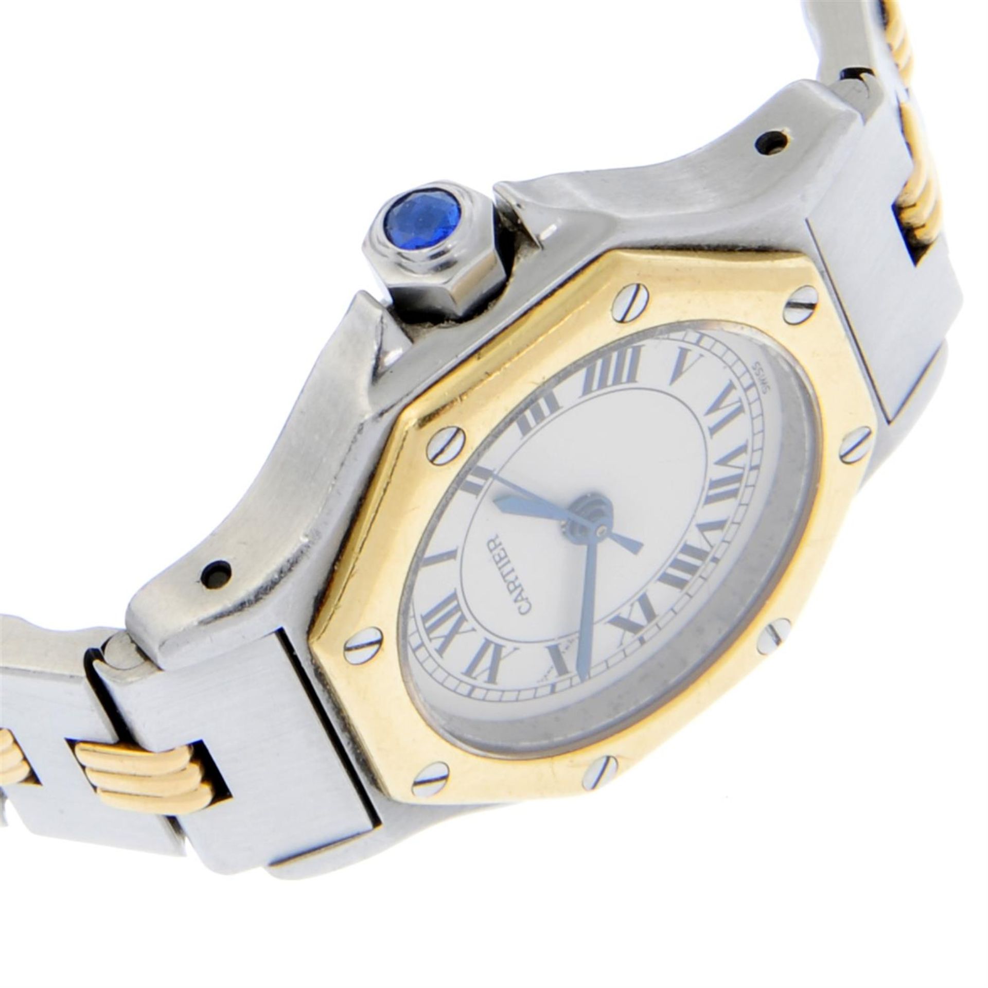 CARTIER - a bi-metal Santos Octagon bracelet watch, 24mm. - Image 3 of 5