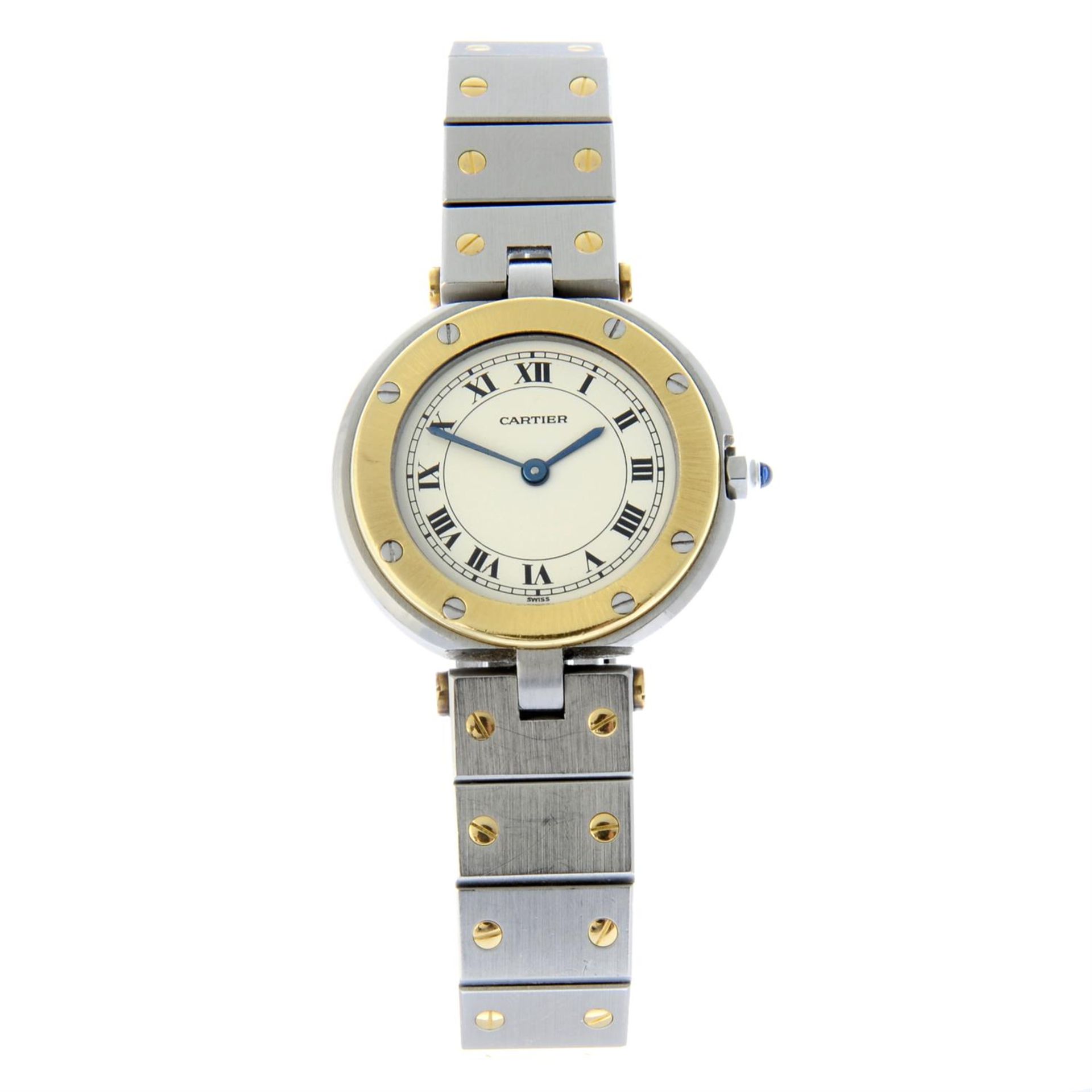 CARTIER - a bi-metal Santos Ronde bracelet watch, 27mm.