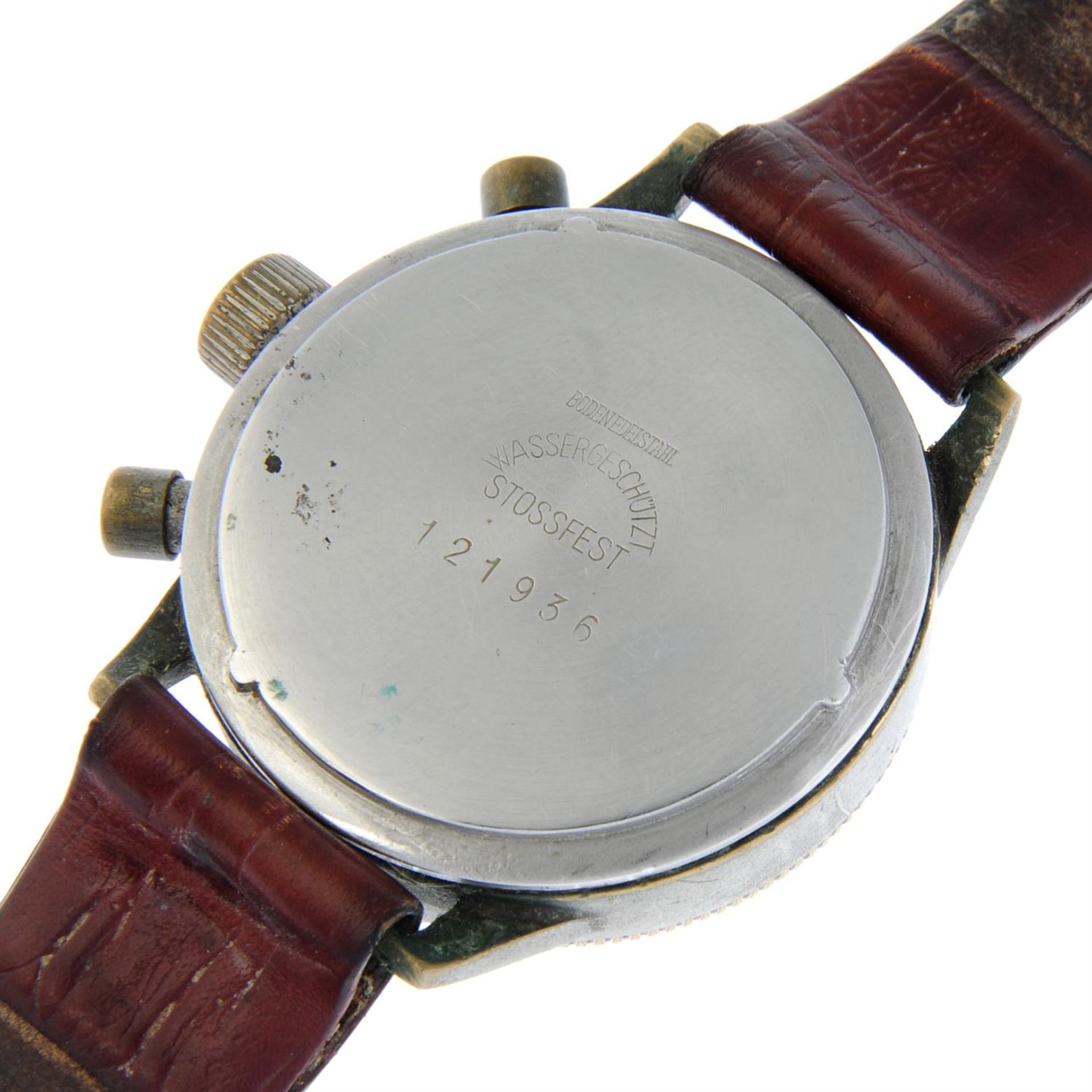 HANHART - a nickel plated chronograph wrist watch, 39mm. - Bild 4 aus 5