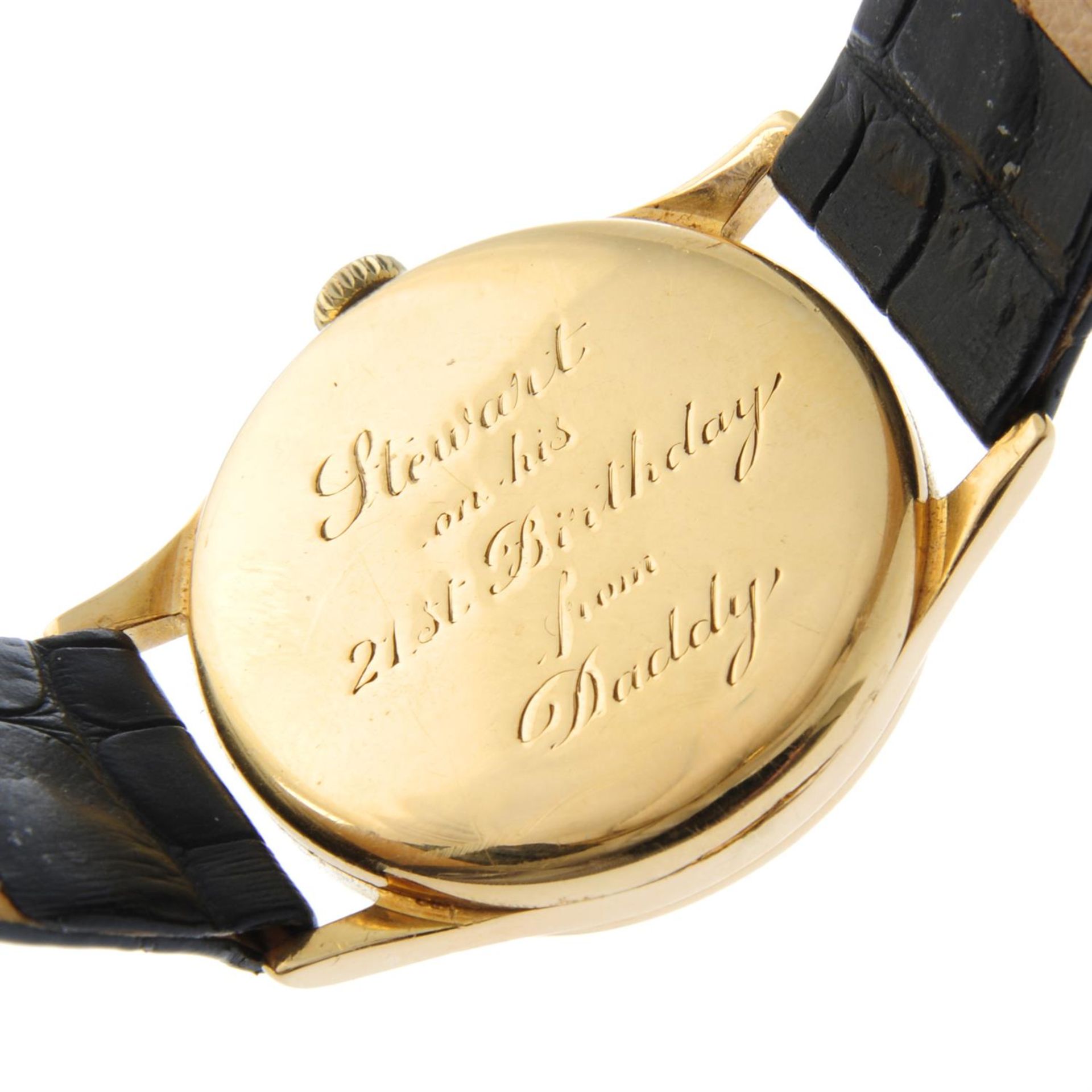 MOVADO - an 18ct yellow gold triple date wrist watch, 33mm. - Bild 4 aus 5