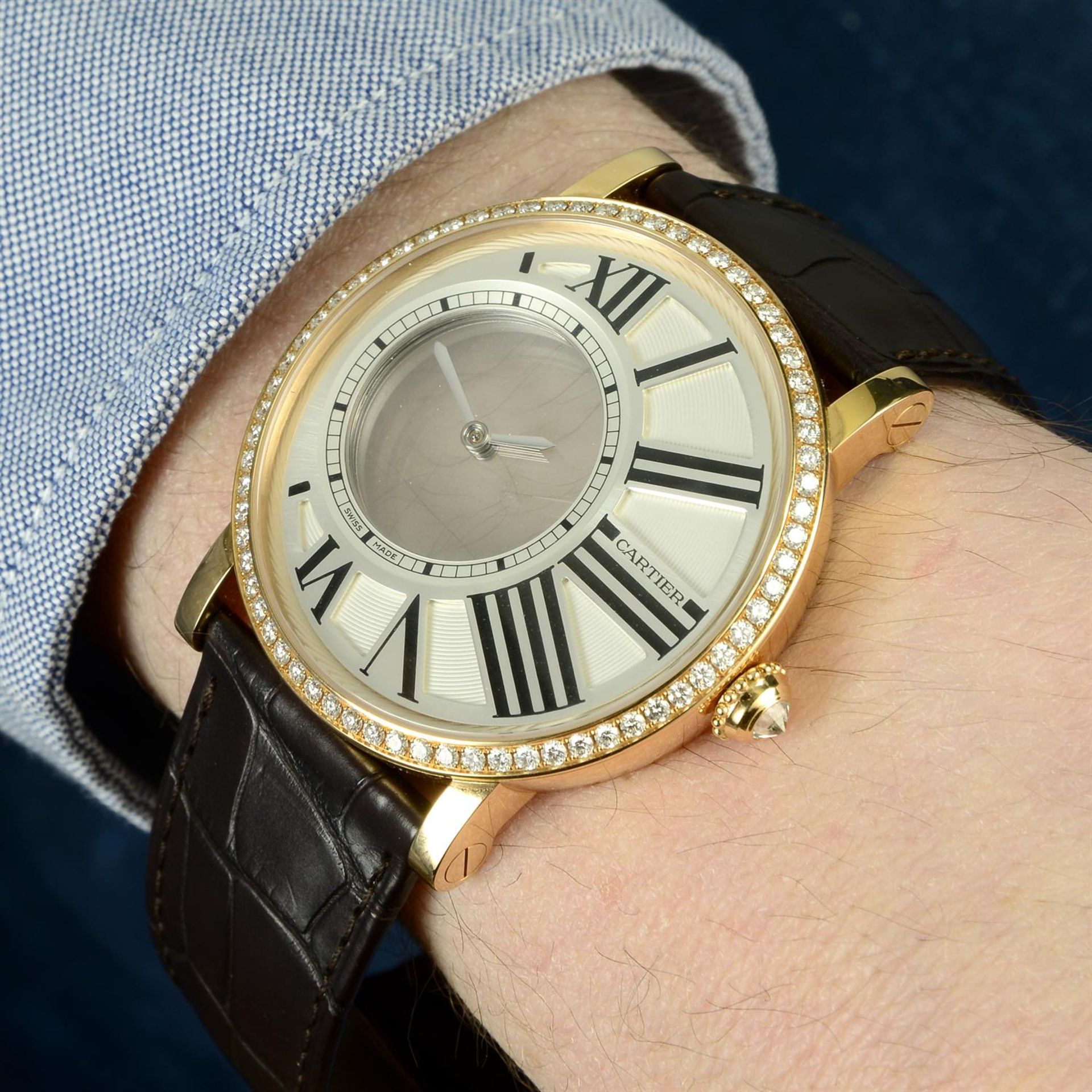 CARTIER - an 18ct rose gold Rotonde de Cartier Mystérieuse wrist watch, 42mm. - Image 7 of 7