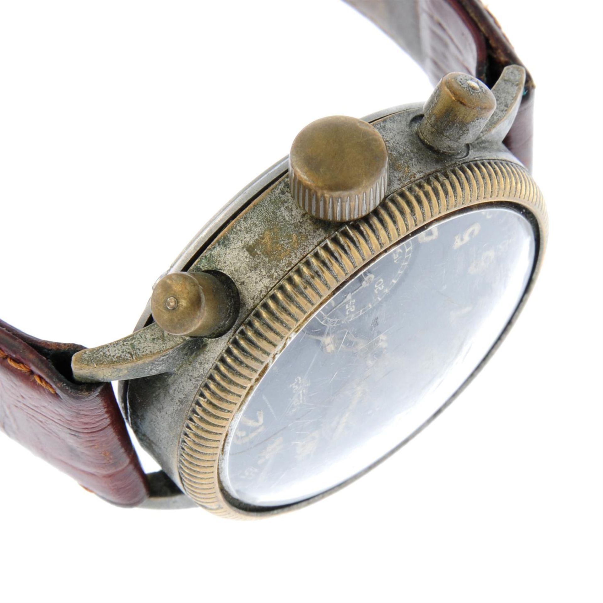 HANHART - a nickel plated chronograph wrist watch, 39mm. - Bild 3 aus 5