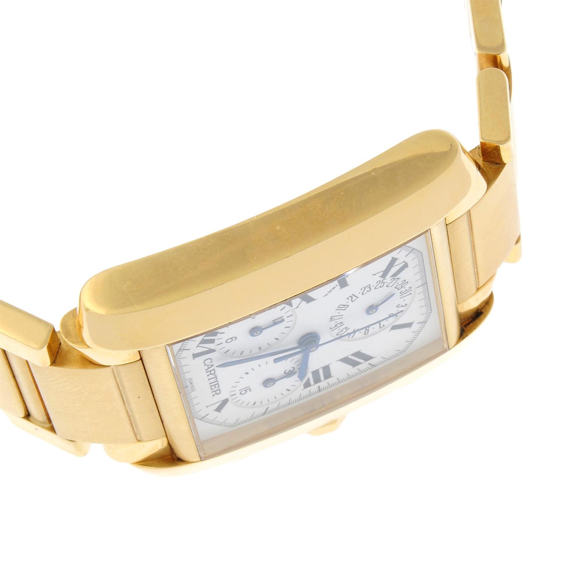 CARTIER - an 18ct yellow gold Tank Francaise chronograph bracelet watch, 28mm. - Image 4 of 6