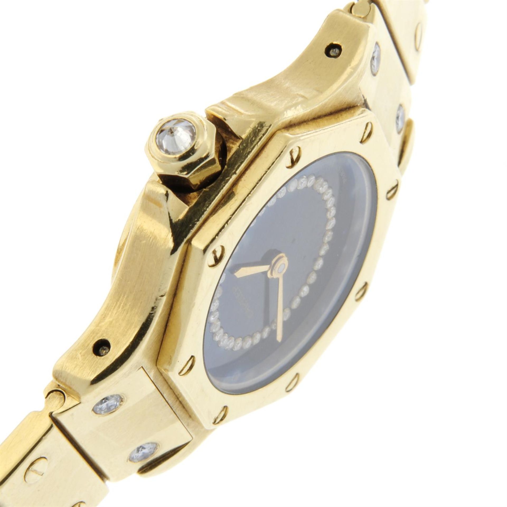 CARTIER - an 18ct yellow gold Santos Octagon bracelet watch, 24mm. - Bild 3 aus 7