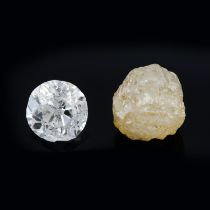An old cut diamond and a rough diamond, weighing 2.95ct