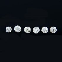 Six brilliant cut diamonds, weighing 0.65ct
